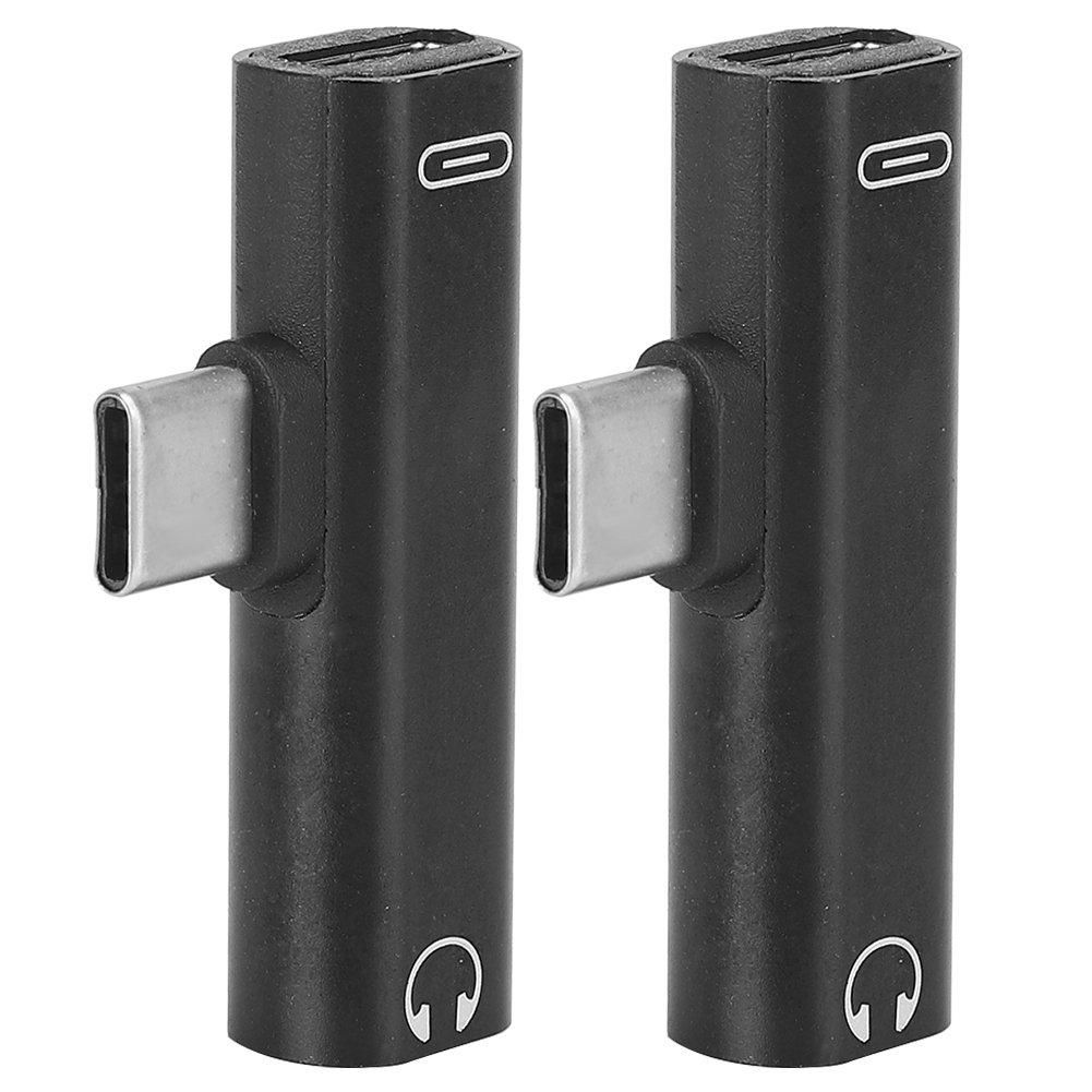 2-in-1-audiokabel (typ C Auf 3,5 Mm) Mit Kopfhörerladegerät Und Verteileradapter (schwarz)