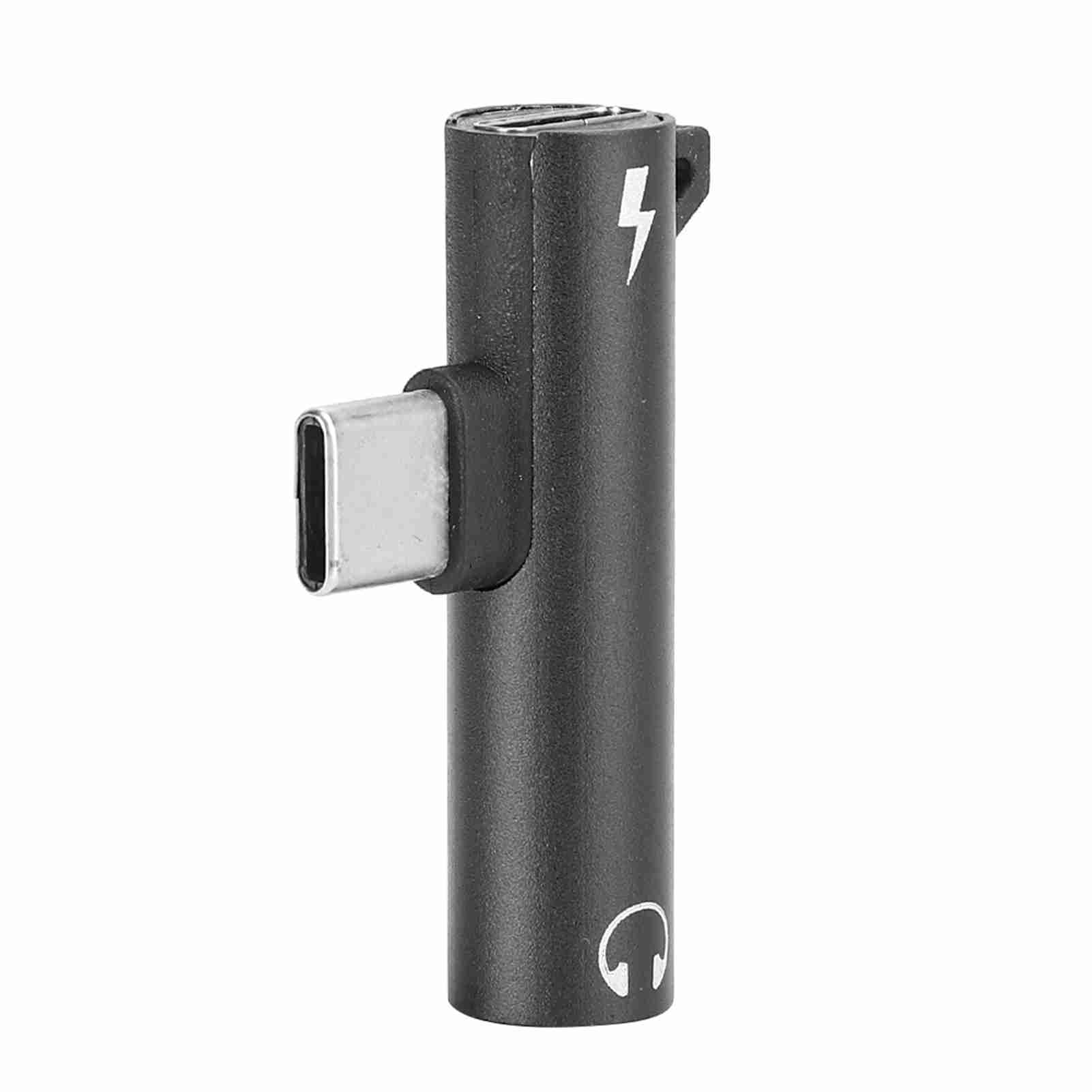 2-teiliges 2-in-1-audiokabel Mit Usb-c-anschluss Und 3,5-mm-klinkenstecker, Ladegerät Und Kopfhörerverteiler (schwarz)