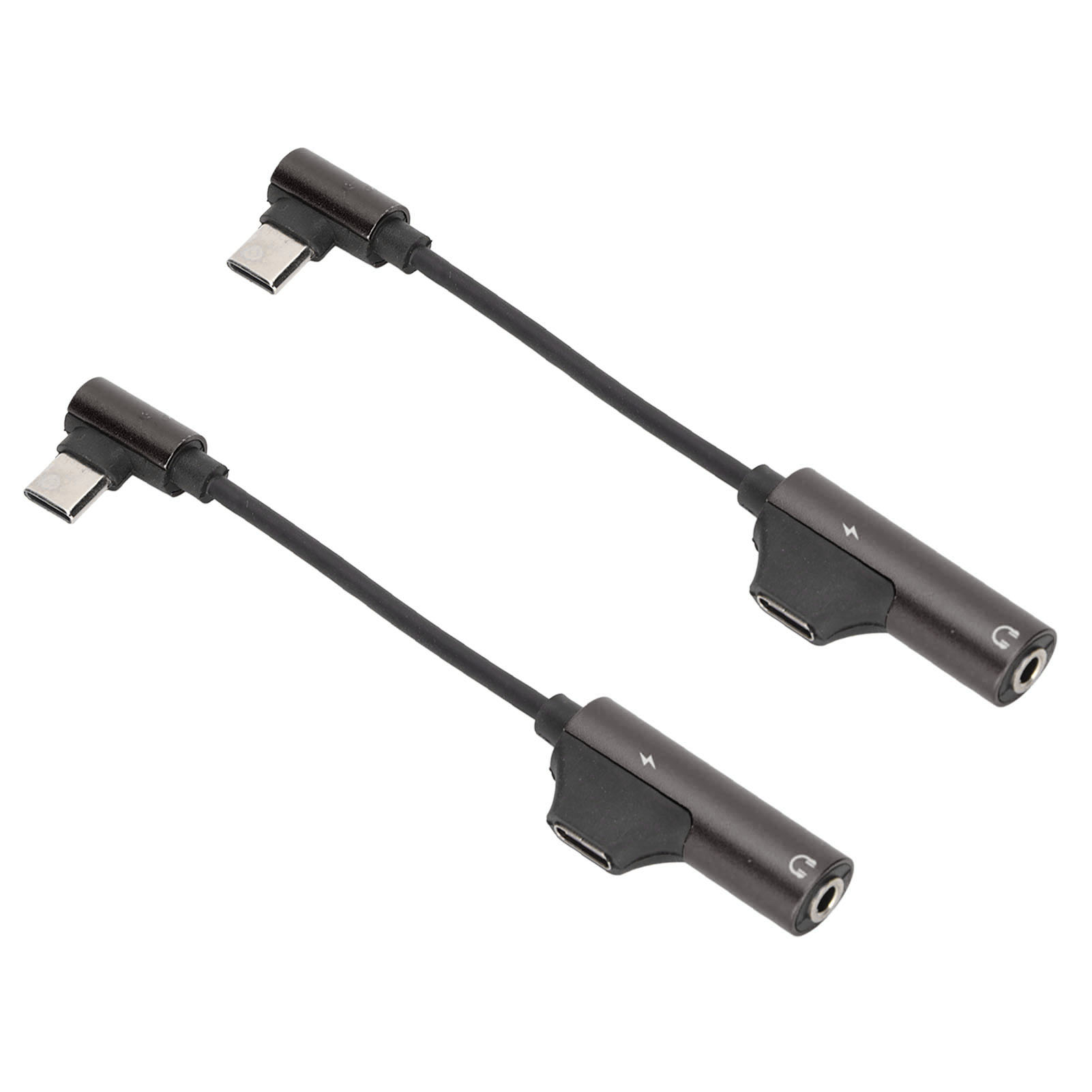 2er-pack Usb-c-auf-3,5-mm-kopfhöreradapterkabel. 2-in-1-adapter, Flexibel Und Funktional, Kompatibel Mit Usb-c-smartphones Und -tablets (schwarz).