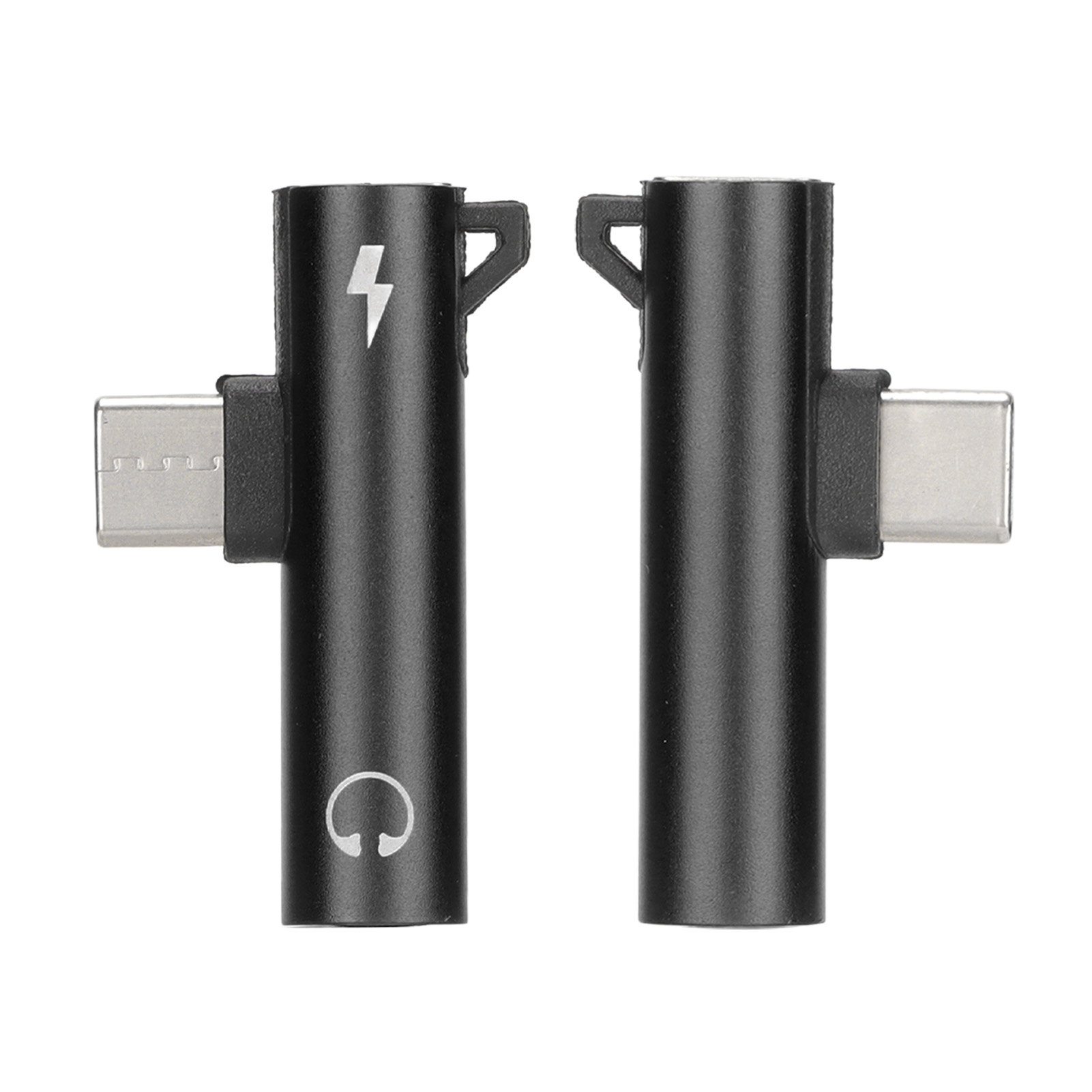 Usb-c-auf-3,5-mm-audioadapter (2er-pack) – 2-in-1 – Audio-ladefunktion – Schwarzes Abs-gehäuse – Kompatibel Mit Smartphones Und Tablets