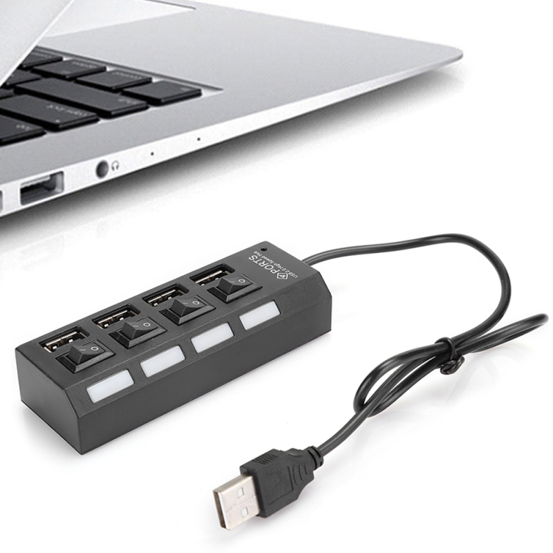4-port-usb-2.0-hub, High-speed-usb-splitter-adapter Für Desktop- Und Laptop-pcs, Schwarz