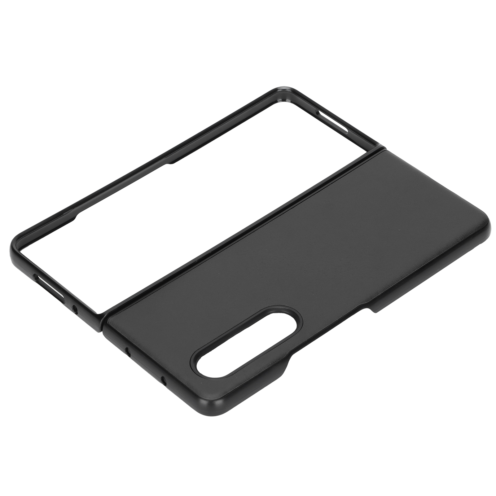 Hartlederhülle Für Samsung Galaxy Z Fold 3, Kratz- Und Stoßfest, Schwarz