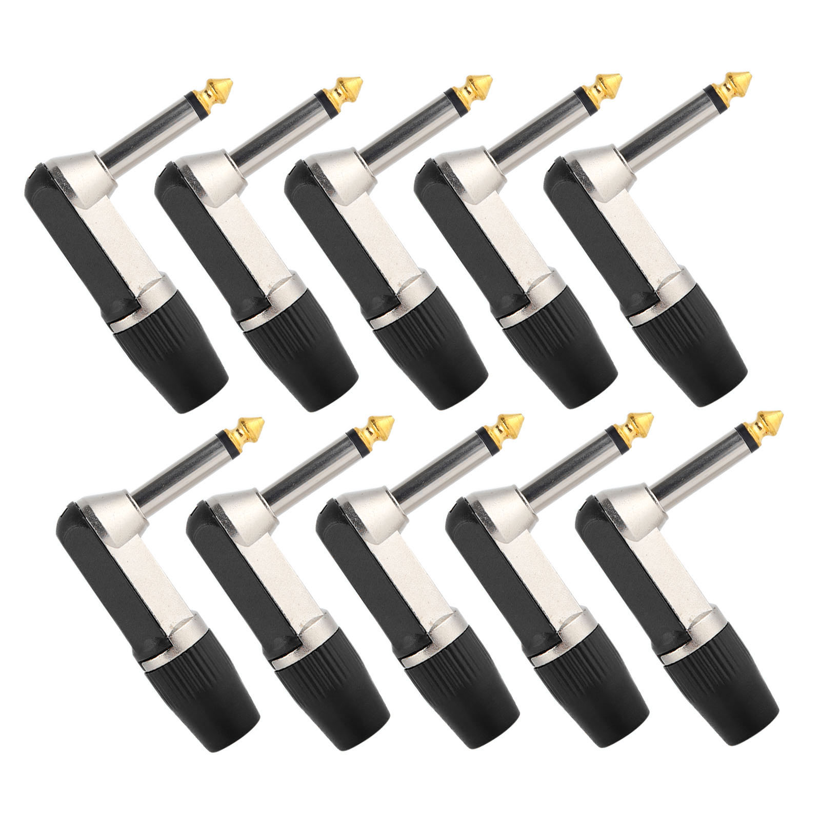 Packung Mit 10 Xlr-winkel-6,35-mm-audioadaptern, Professionell, Langlebig Und Korrosionsbeständig, Für Kopfhörer (schwarz).