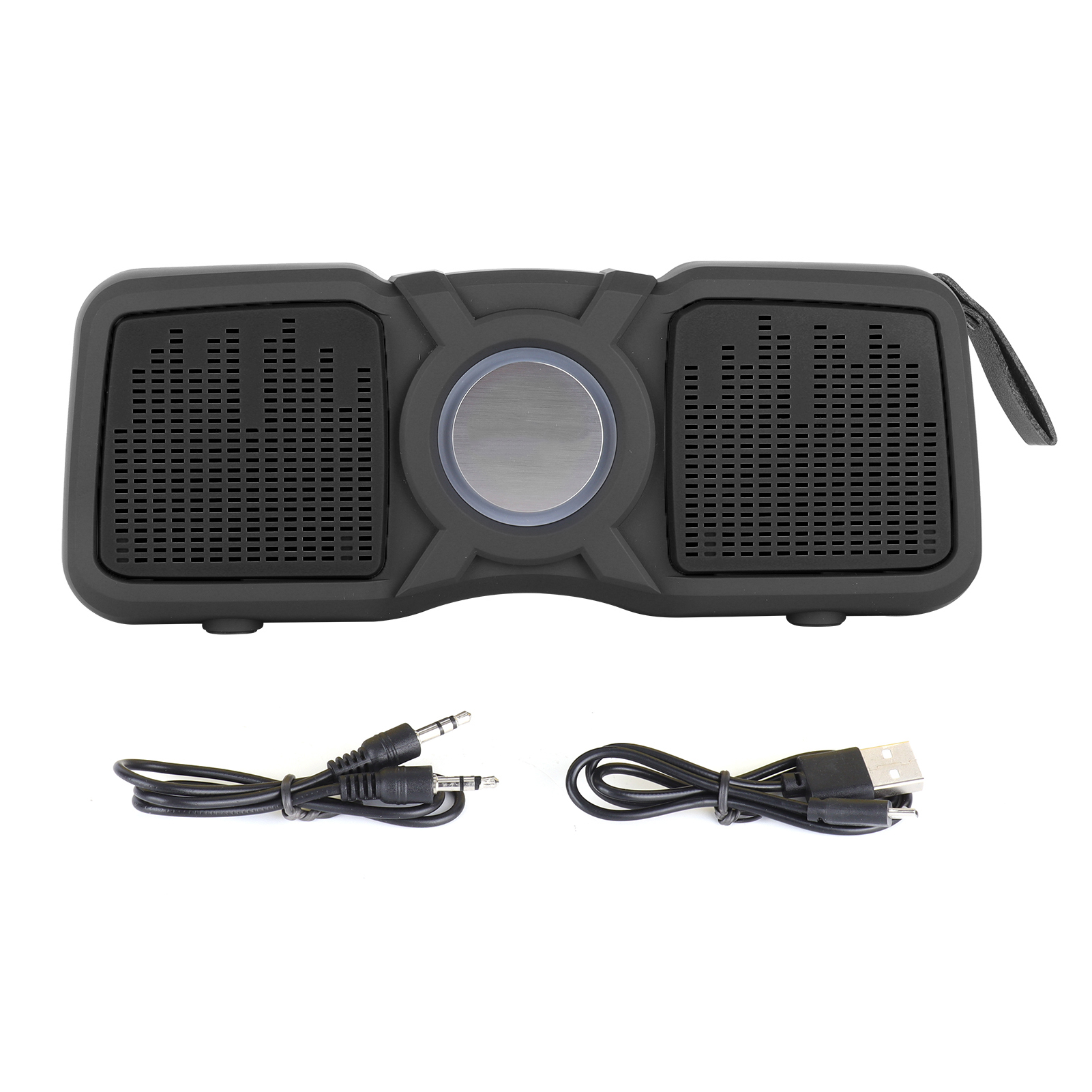 Tragbarer Kabelloser Bluetooth-lautsprecher Mit Zwei Lautsprechern Und Farbigen Lichtern – Schwarz