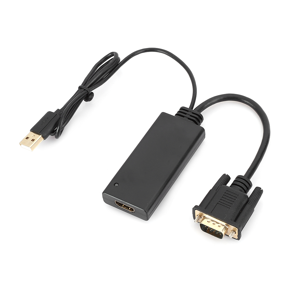 Schwarzer Abs-usb-vga-zu-hdmi-konverter Mit Audio-umschalter Für Pc, Laptop Und Dvd-player
