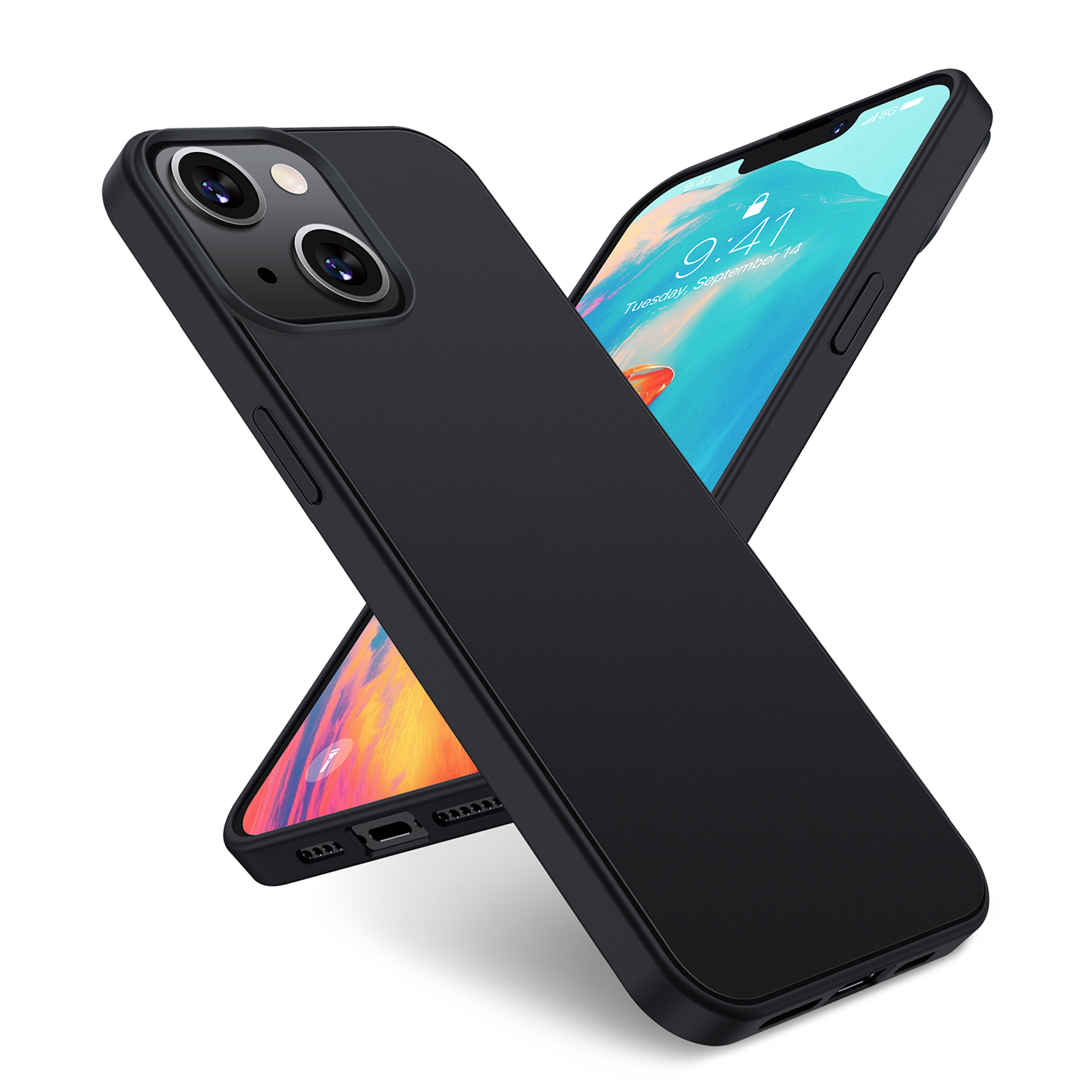 Ultradünne Schutzhülle Aus Polycarbonat Und Tpu (2 Mm), Rutschfest, Schwarze Kanten, Anti-fingerabdruck, Für Iphone 13 (15,1 X 7,7 X 1,25 Cm / 5,9 X 3,0 X 0,5 Zoll).