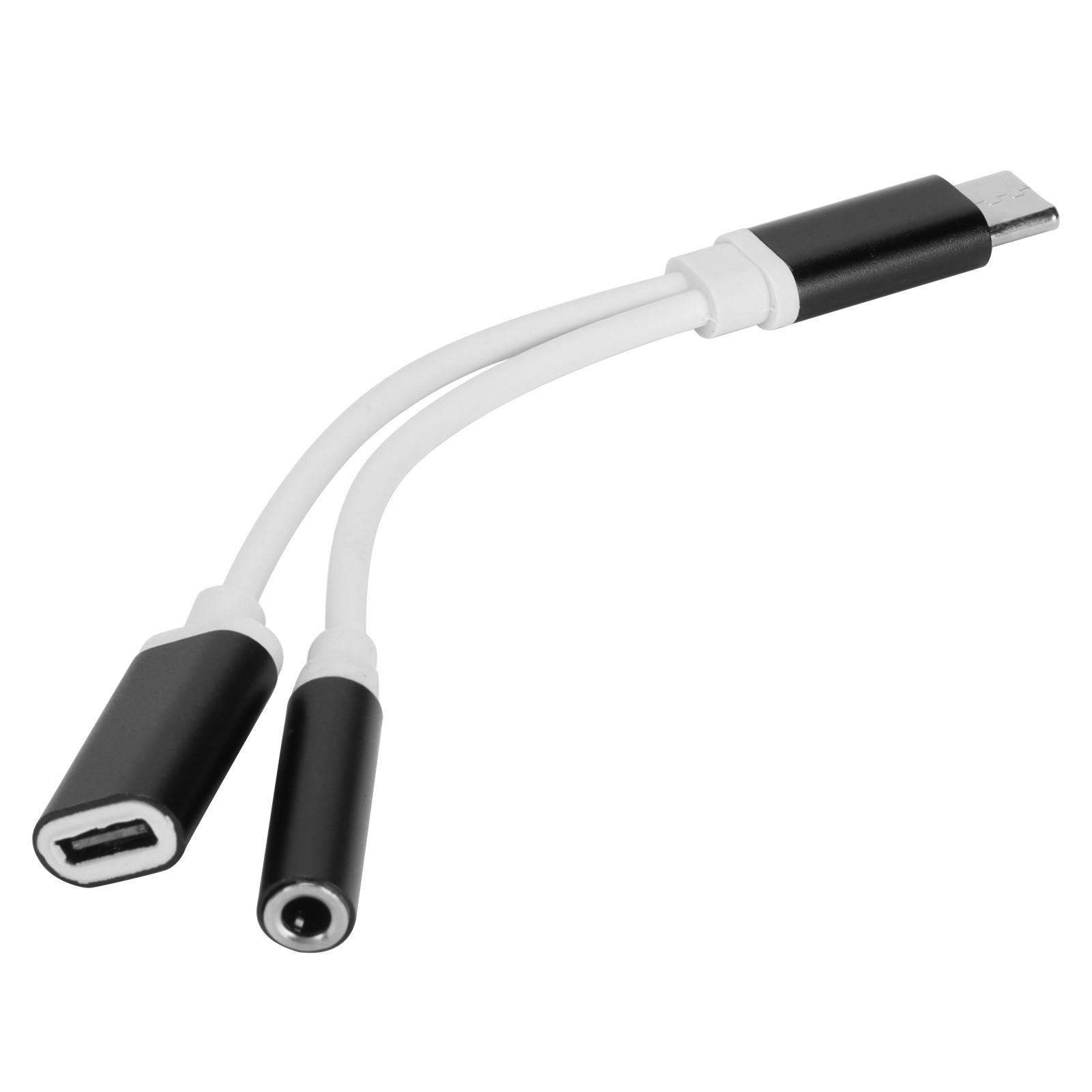 2-in-1 Usb-c Auf 3,5-mm-aux-audio-ladekabeladapter, Kopfhörer-splitteranschluss (schwarz)