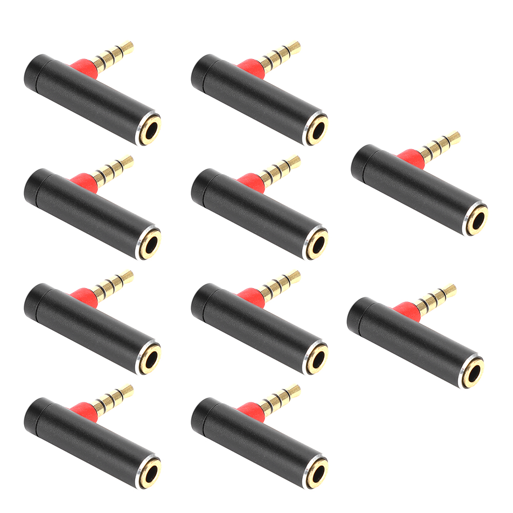Packung Mit 10 90° Abgewinkelten 3,5-mm-kopfhöreradaptern (schwarz)