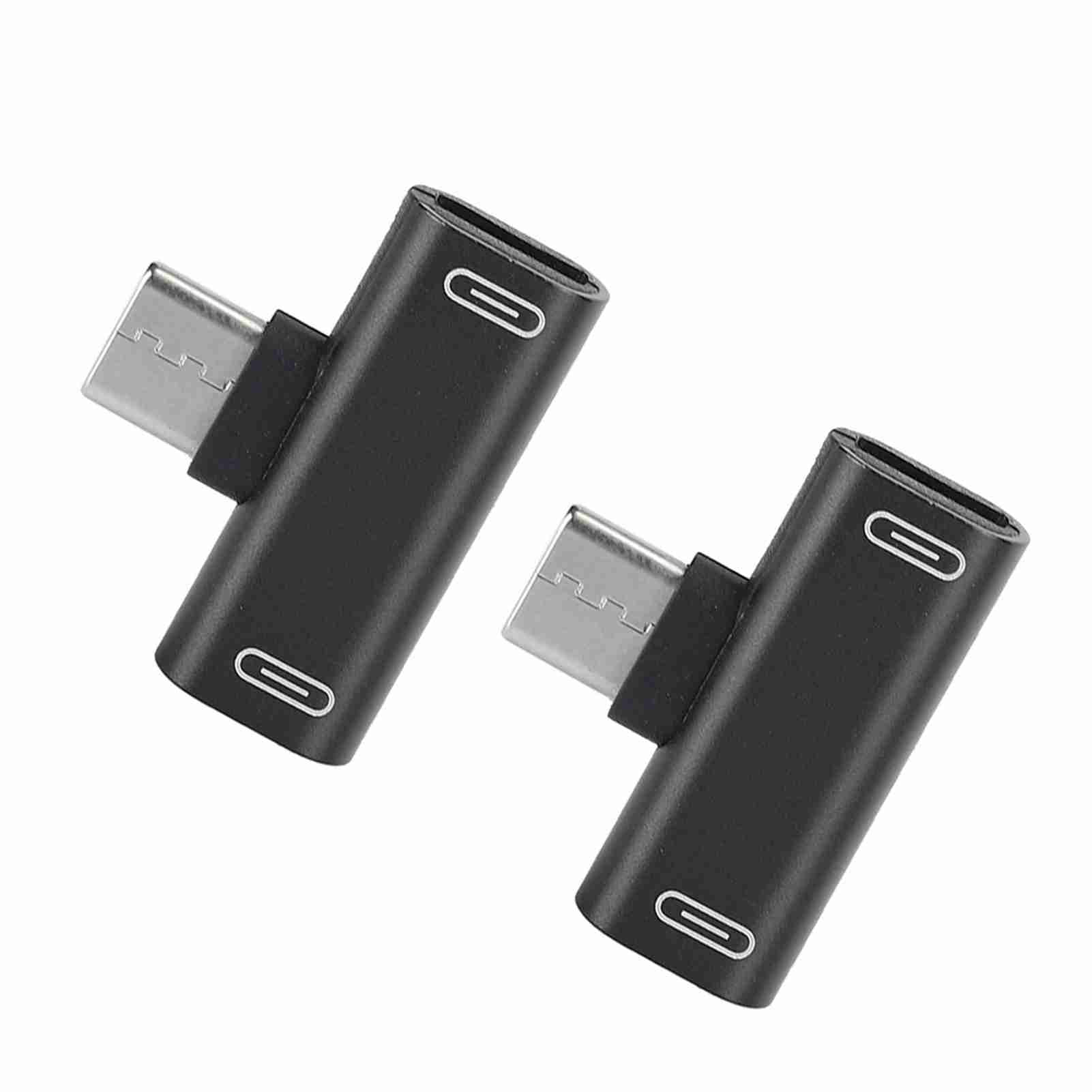 2 Stück Dual-typ-c-konverter/splitter 2 In 1 Auf Usb-audio-ladeadapter Für Kopfhörer Schwarz (schwarz)