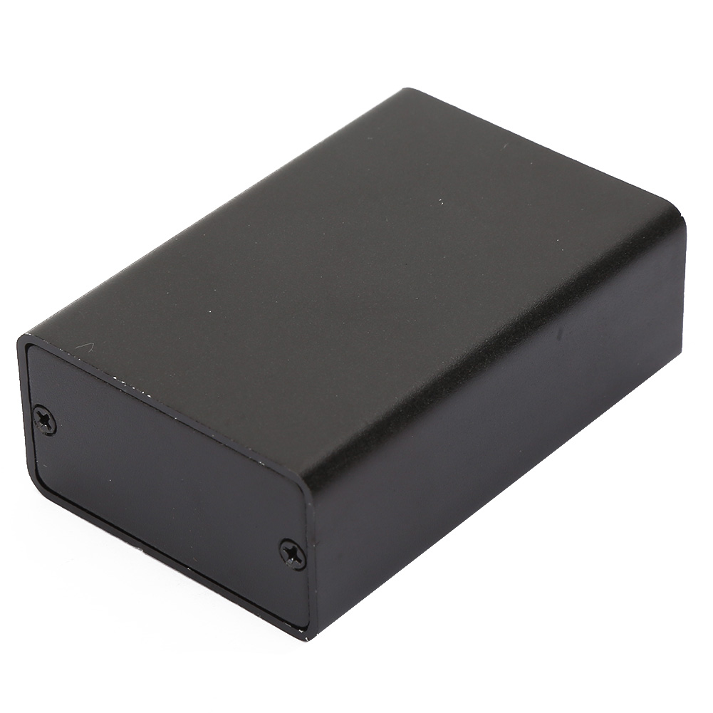 Schwarzes, Mattiertes Aluminiumgehäuse Für Leiterplatten, Geeignet Für Elektronikprojekte.