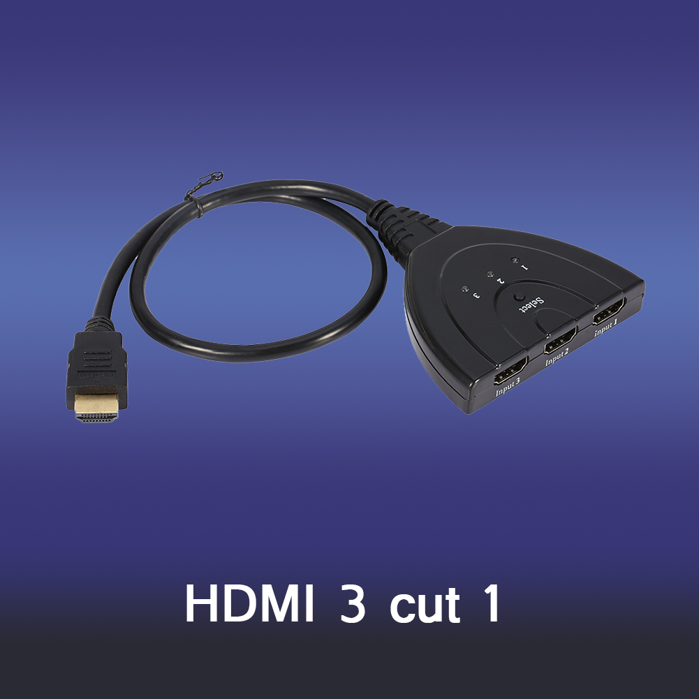 Schwarzer 3-port-hdmi-hub Mit Automatischer Umschaltung Für Mehrere Displays Und 1080p-hd-tv-adapter