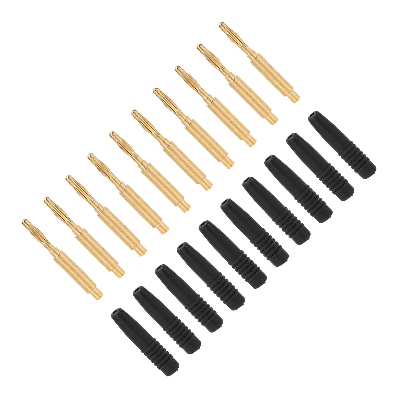 Packung Mit 10 Vergoldeten Bananensteckern, 2-mm-stecker, Isolierte Metallstecker Mit Gehäuse Für Testgeräte, Schwarz
