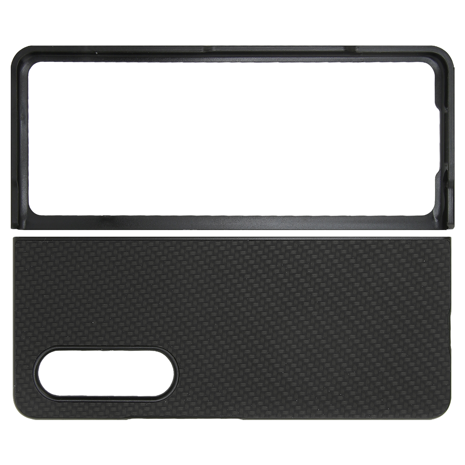 Faltbare Handyhülle Mit Rundumschutz Für Galaxy Z Fold 3, Carbonfaser-textur, Schwarz.