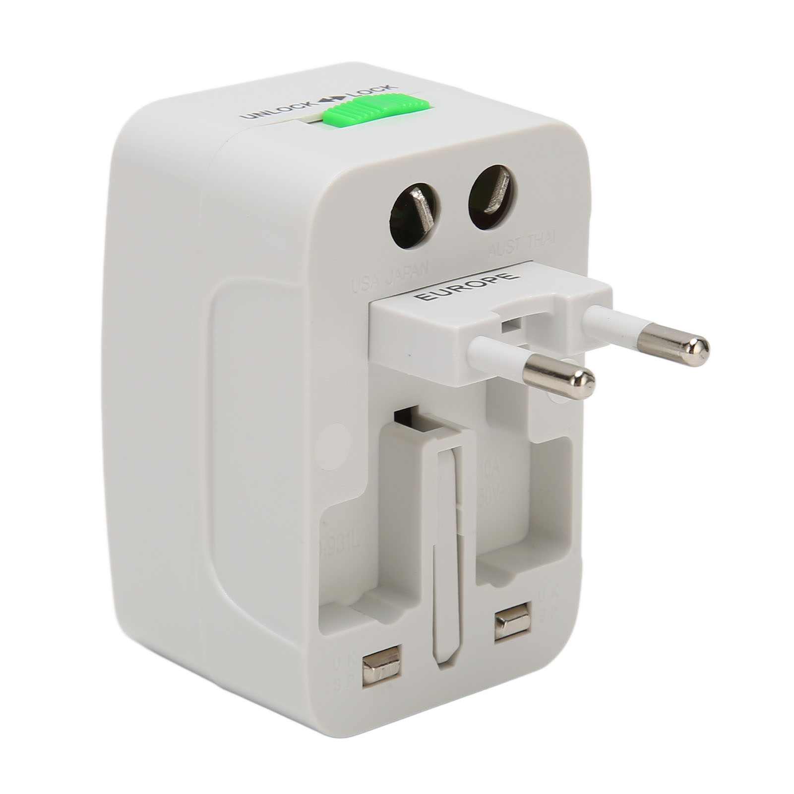 Tragbarer Universeller Reiseadapter Aus Abs Für Us-, Eu-, Uk- Und Au-stecker, Schwarz, 100–250 V, 10 A