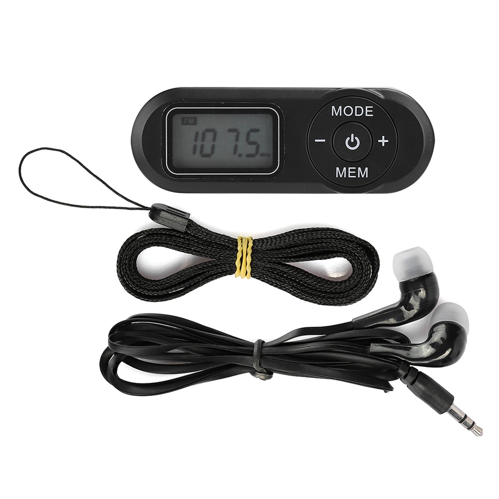 Tragbares Mini-digitalradio Mit Fm-funktion, Dsp, 1,1-zoll-lcd-bildschirm, Schwarz, Inklusive Kopfhörer.