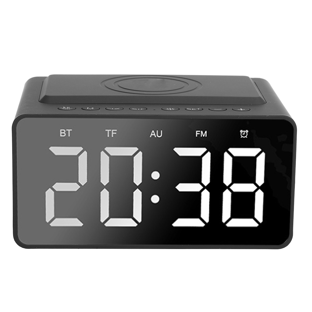Bt508 Tragbarer Bluetooth-lautsprecher Mit Led-zeitanzeige, Wecker Und Lautsprecher (schwarz)