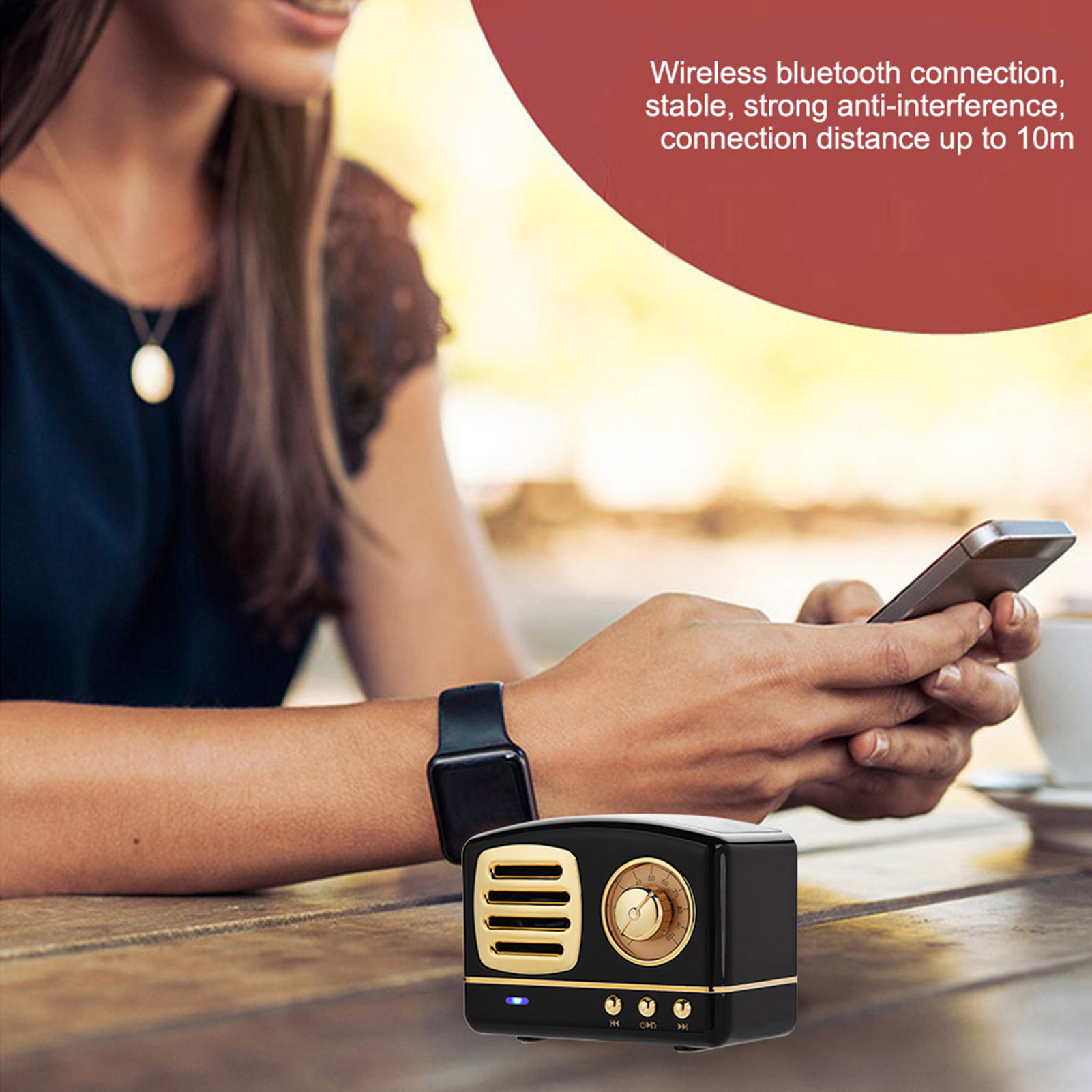 Retro-mini-bluetooth-lautsprecher, Tragbarer Musikplayer Mit Subwoofer (schwarz)