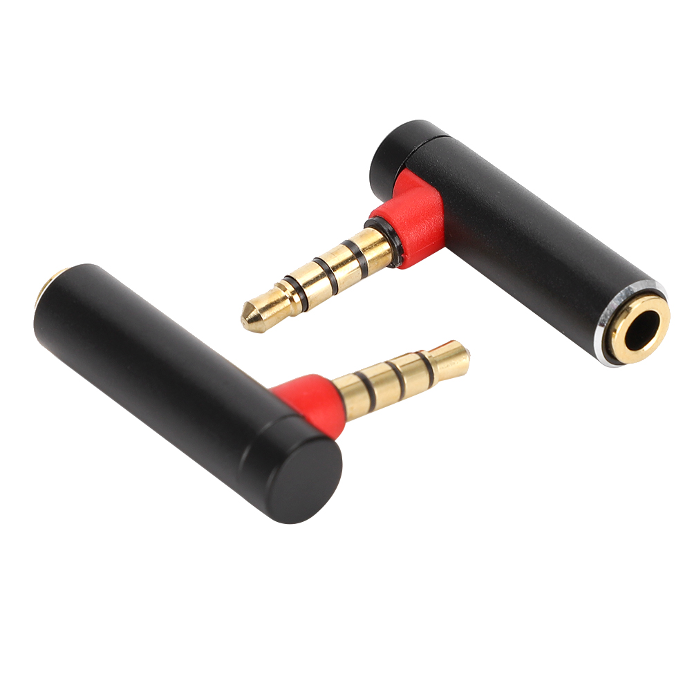 2er-pack 3,5-mm-klinkenstecker Auf Klinkenbuchse (rechtwinklig) Für Stereo-kopfhörerkabel, Schwarz