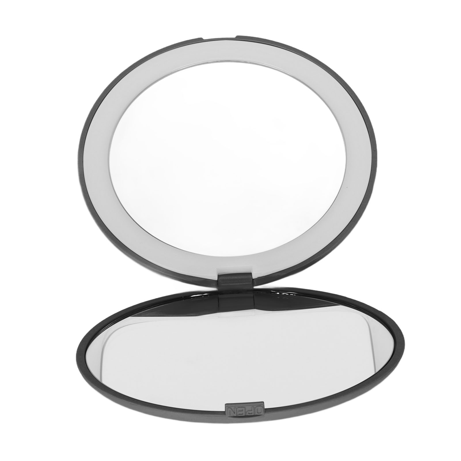 Tragbarer 3,5-zoll-led-schminkspiegel, 1x/2x Vergrößerung, 6500k, Faltbar, Doppelseitig, Hell, Ideal Für Reisen (schwarz).