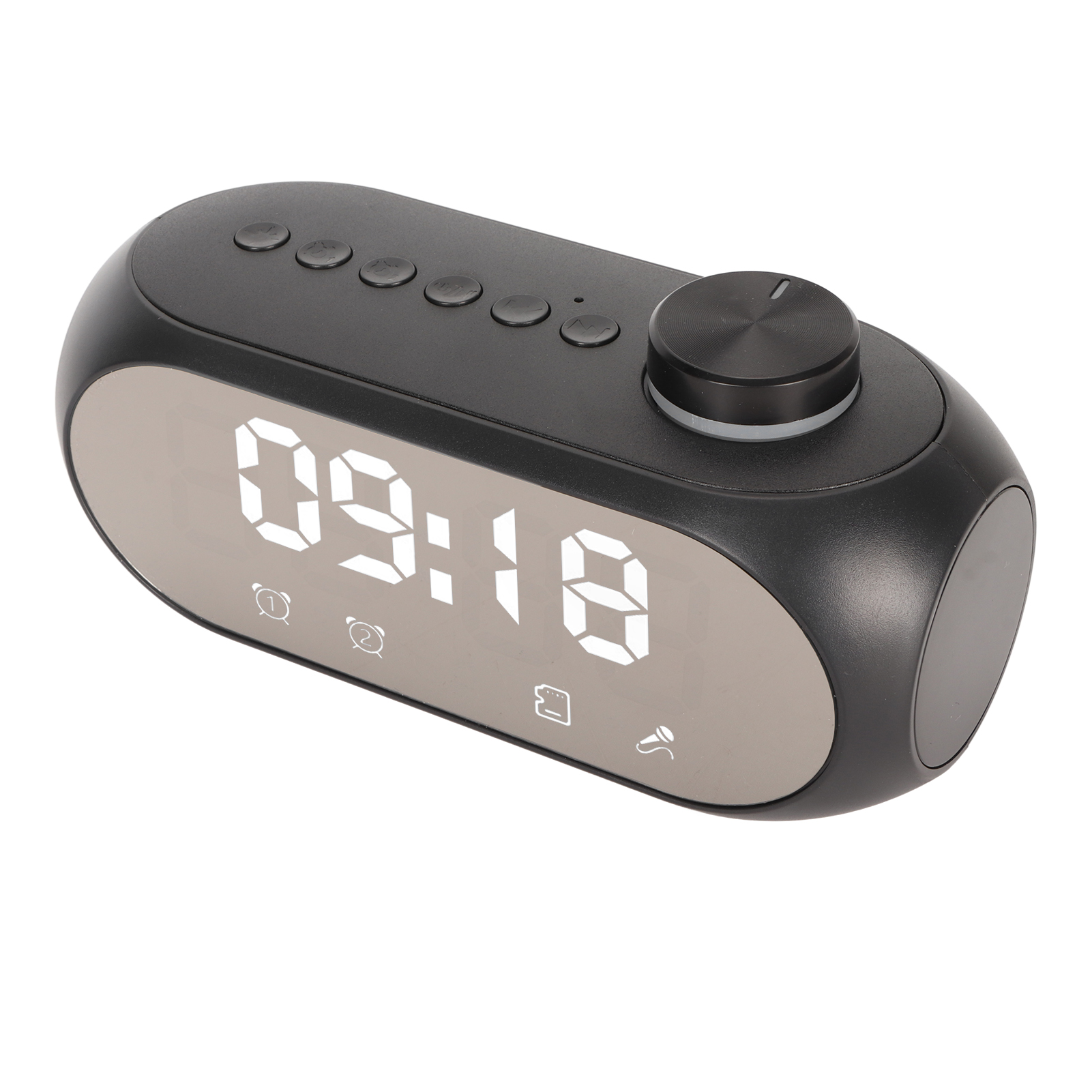 Kabelloser Bluetooth-lautsprecher Mit Rgb-beleuchtung, Kraftvollem Bass, Temperaturanzeige, Sprachausgabe, Fm-radio Und Schwarzem Spiegelwecker