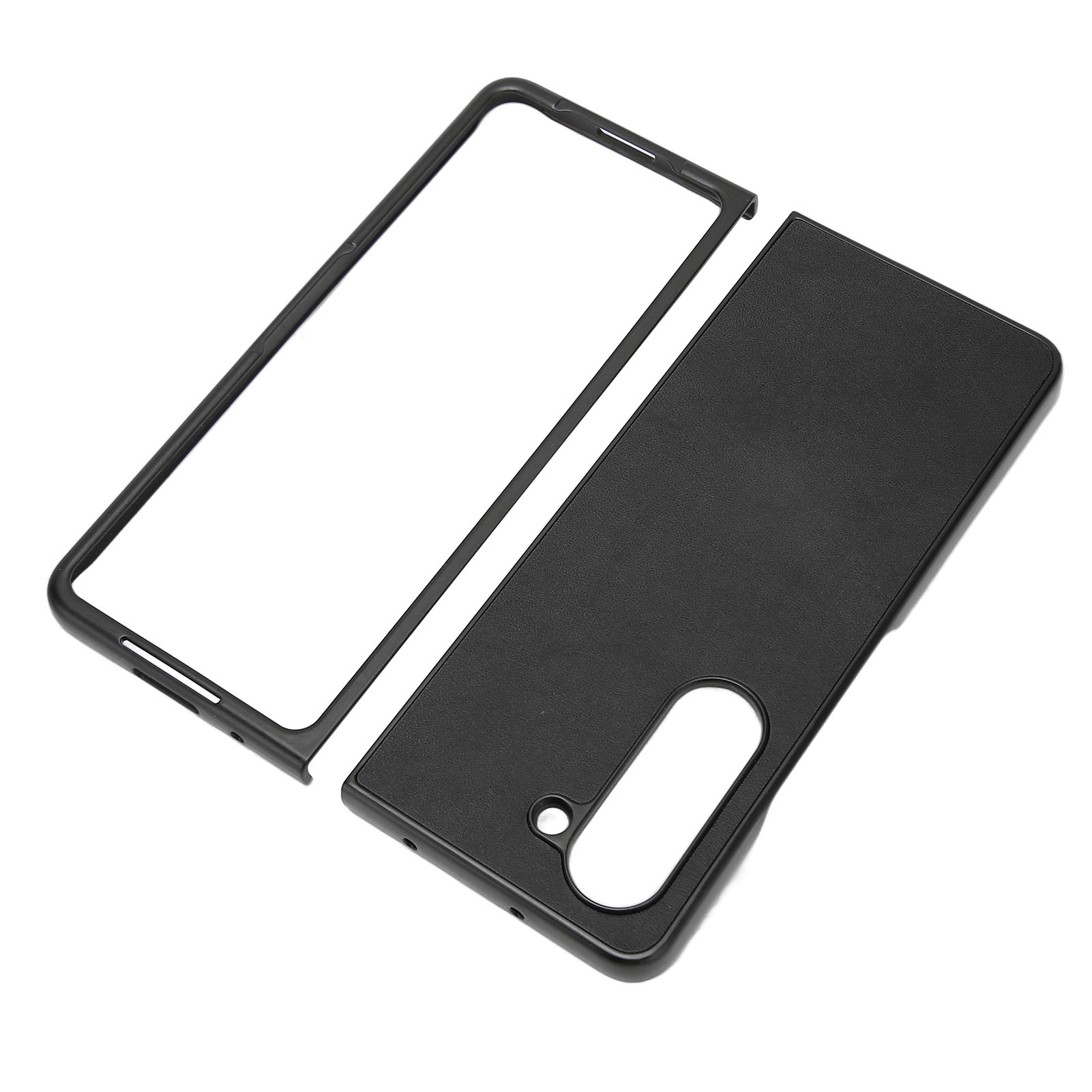 Faltbare Kunstlederhülle Für Samsung Galaxy Z Fold 5, Zweifarbiges Schwarzes Litschi-muster.