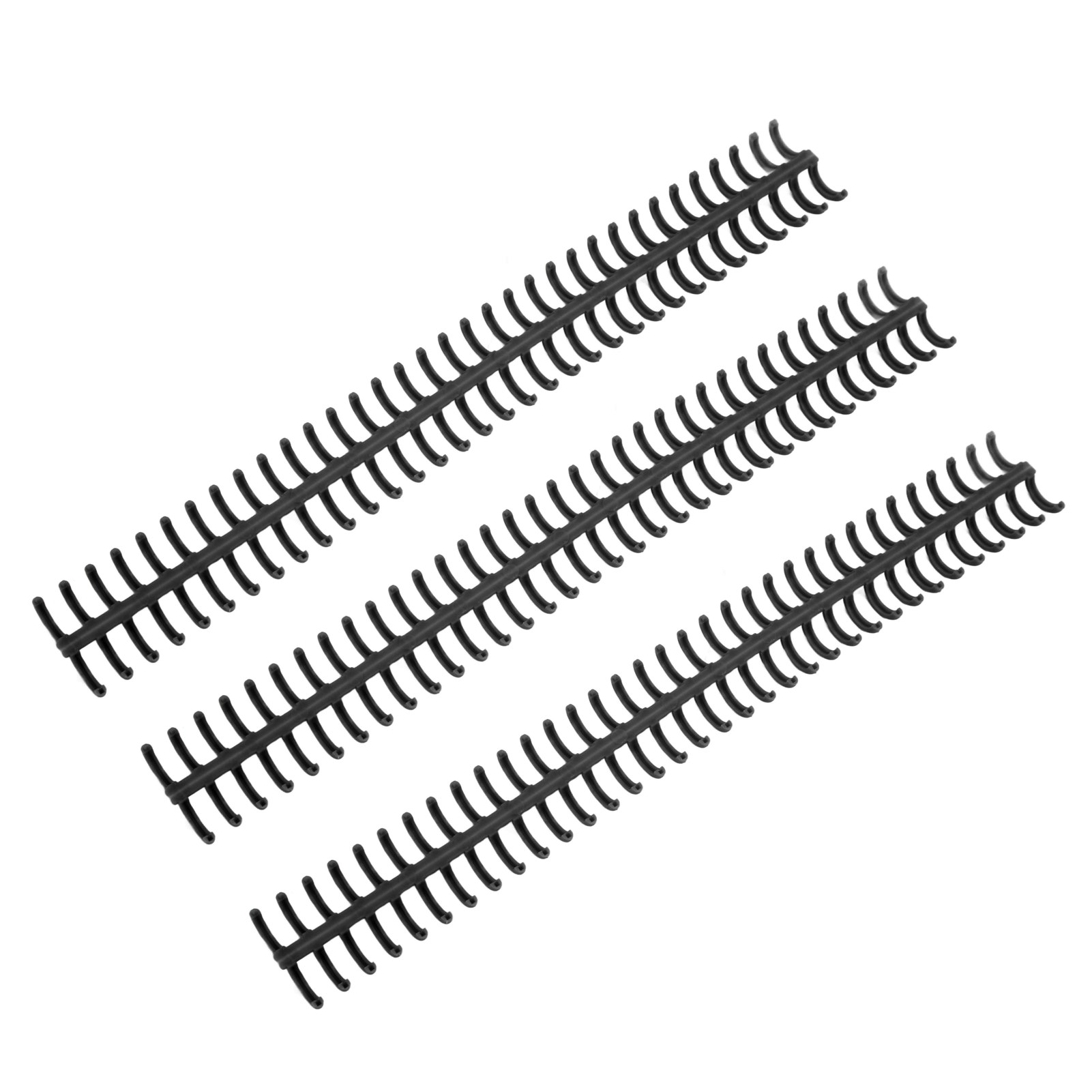 Packung Mit 10 Abnehmbaren Schwarzen Kunststoff-binderingen, 34 Löcher, 12 Mm Durchmesser.