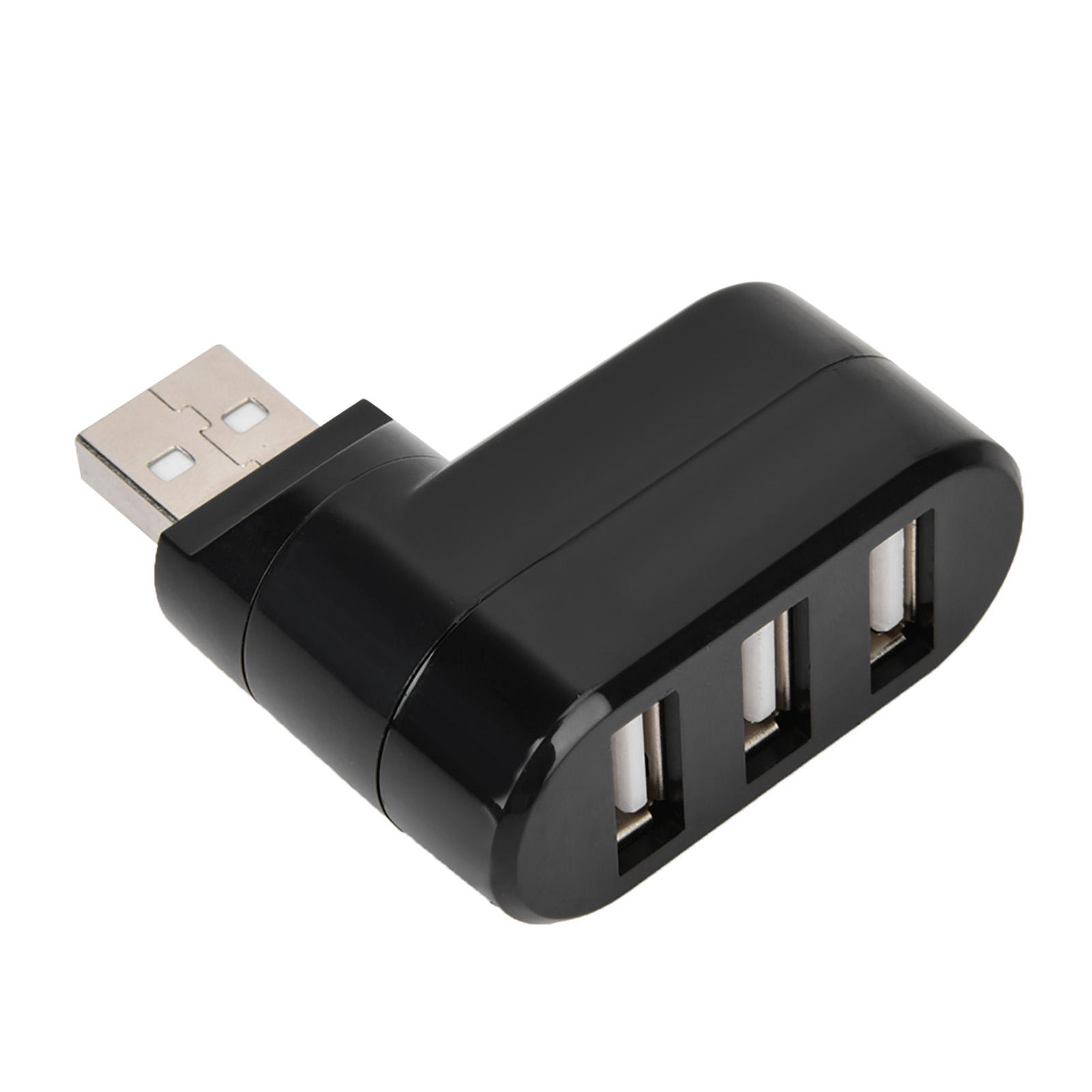 Mini-dreh-usb-2.0-hub Mit Splitteradapter Für Laptops (schwarz)
