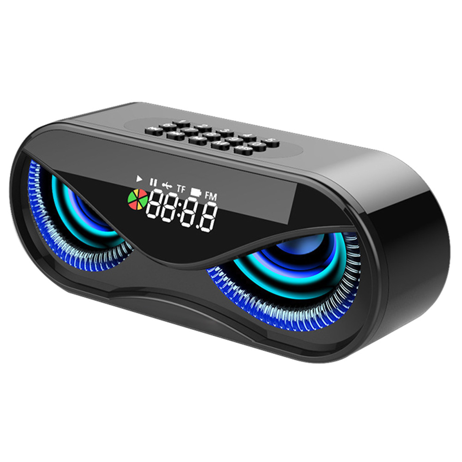 Multifunktionaler Wecker Aus Abs Mit Bluetooth-lautsprecher, Sprachanruffunktion, Separater Membran Und Blinkender Farbbeleuchtung, Schwarzes Lautsprechergehäuse