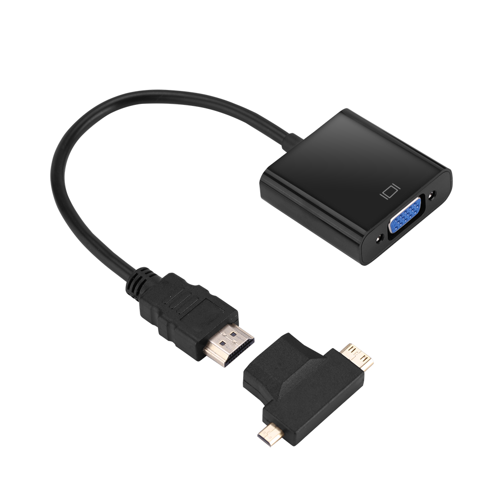 Hdmi-zu-vga-adapter Mit Audiokabel, Micro-mini-hdmi-typ-t-anschluss Für Ps3, Ps4 Und Xbox 360 (schwarz)