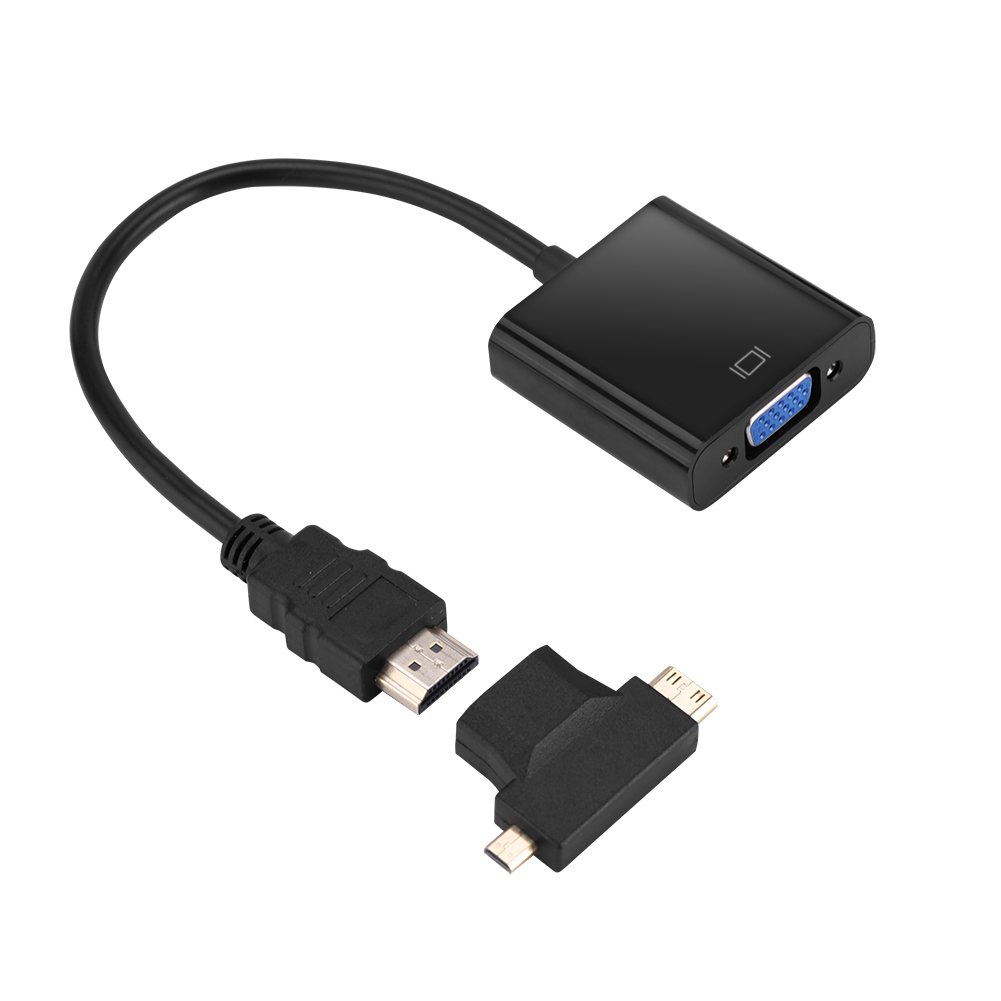Hdmi-zu-vga-adapter, Typ T, Micro- Und Mini-hdmi-anschlüsse Für Ps4- Und Xbox 360-set-top-boxen (schwarz)