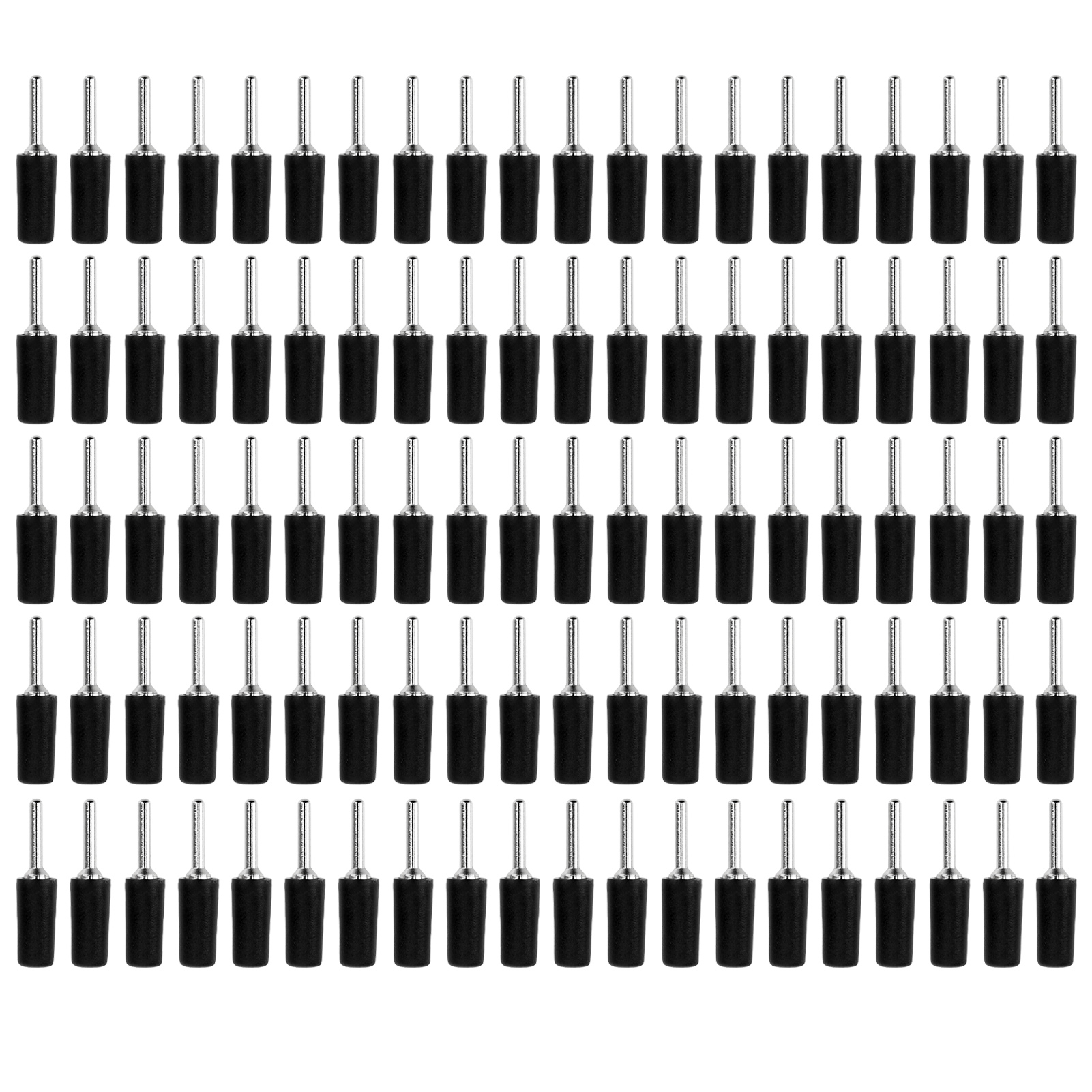 Packung Mit 100 Geraden Bananensteckern (männlich) Aus Vernickeltem Messing Für Interne Federplatten J.10001, 2 Mm, Schwarz