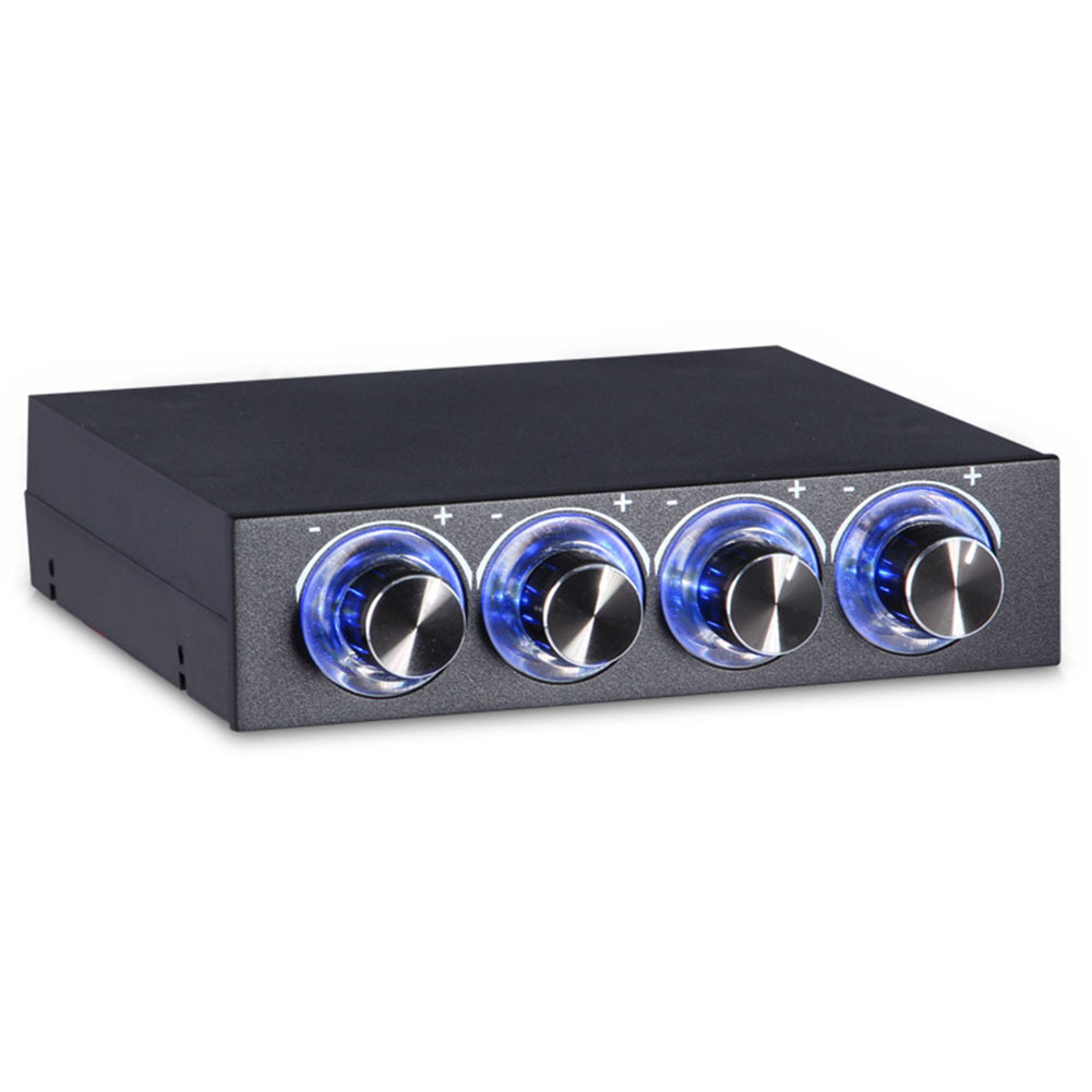 4-kanal-computerlüfter-drehzahl- Und Temperaturregler Mit Blauer Led, Reduziert Die Wärmeentwicklung Und Bietet Hitzeschutz.