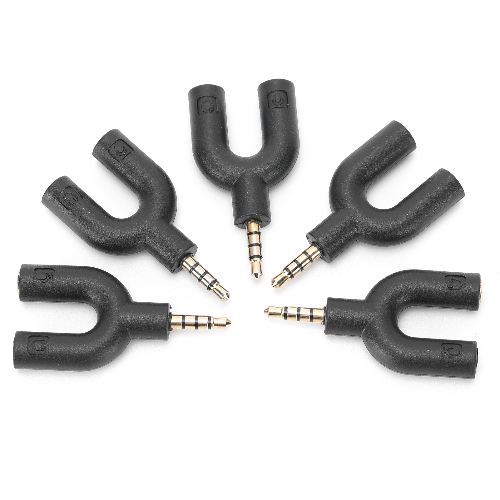 Set Mit 5 U-förmigen Adaptern Für Kopfhörer Und Mikrofone, Audiokabel-splitter, Drehbarer Stecker