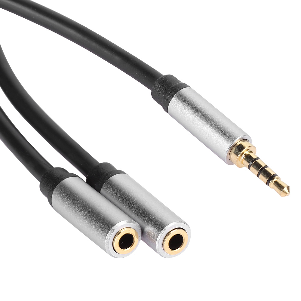 3,5-mm-klinkenstecker Auf 2-buchsen-audiokabel, 1 Split-stecker, Robustes Und Elegantes Silberkabel, 0,3 M (11,8 Zoll)