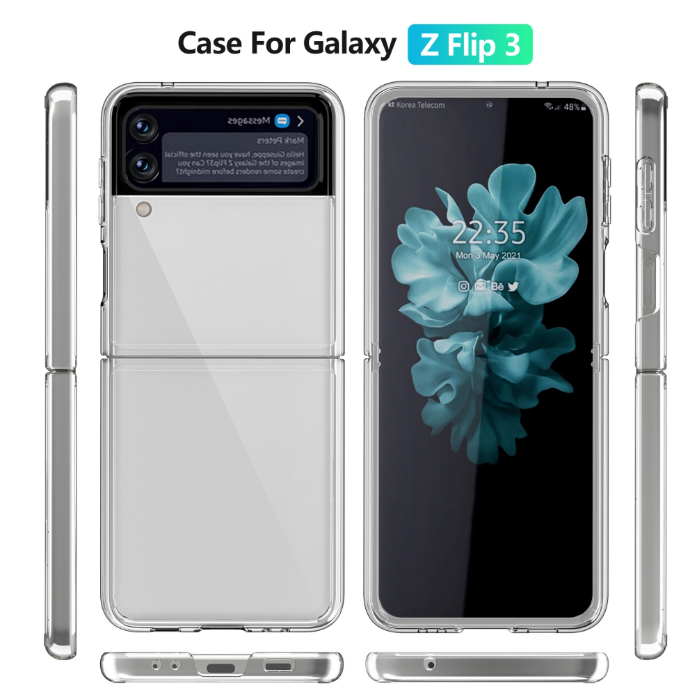 Transparente Hülle Kompatibel Mit Dem Samsung Galaxy Z Flip 3, Anti-fingerprint-schutz, Rundumschutz.
