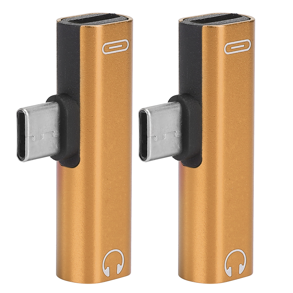 2-in-1 Typ-c Auf 3,5-mm-audiokabel, Kopfhörerladegerät Und Verteileradapter (gold)