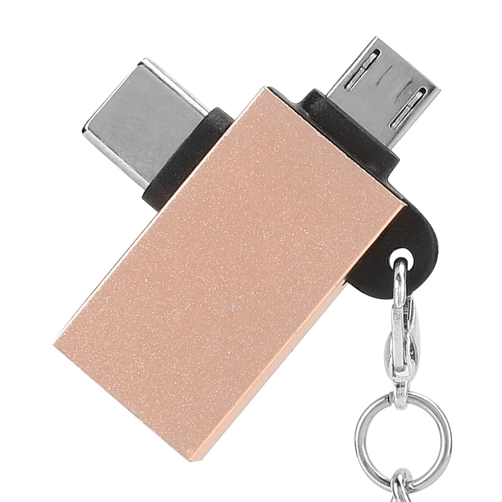 2-in-1 Usb-otg-adapter Mit Usb 3.0-schnittstelle, Usb-zu-typ-c-konverter Für Android (goldfarben Mit Kette)