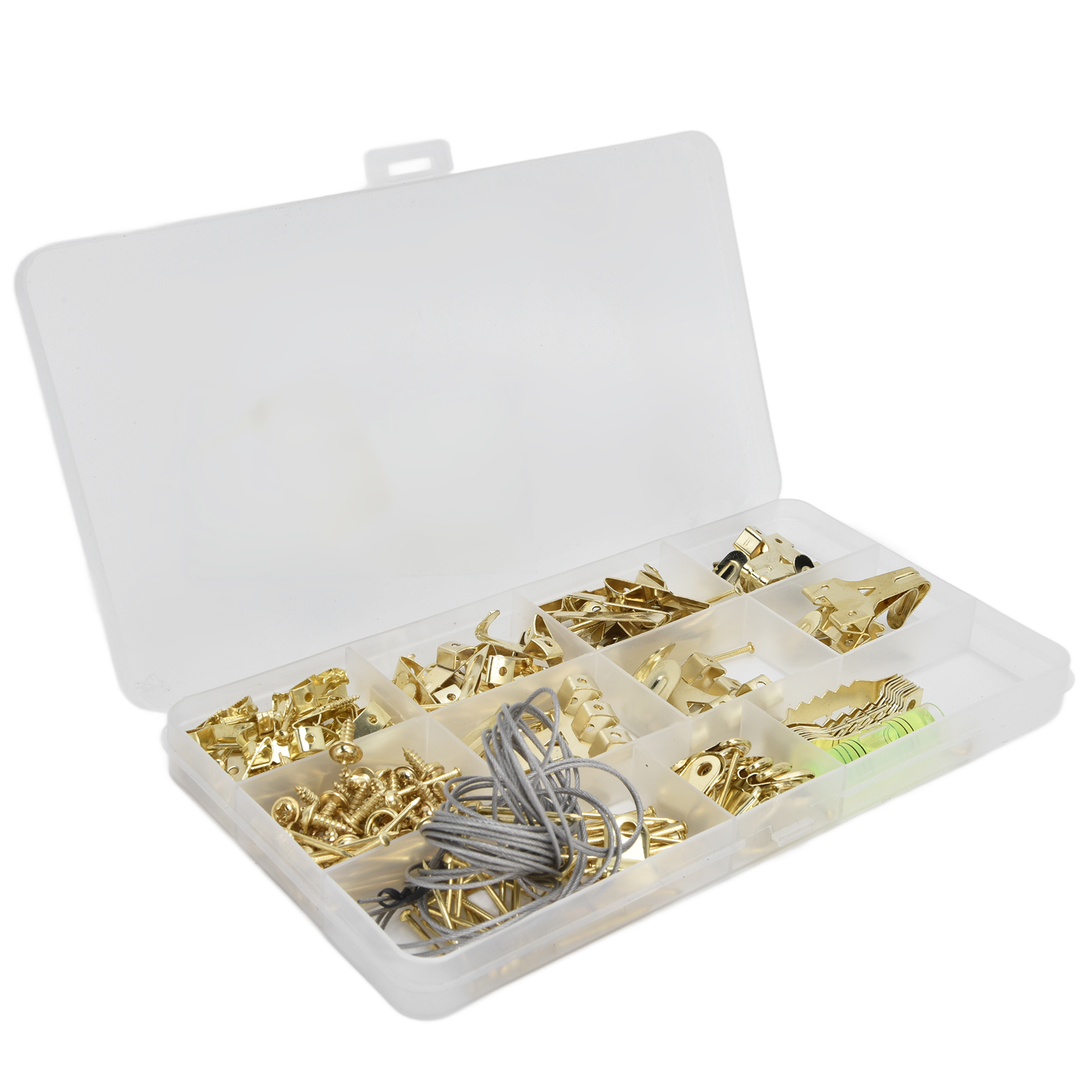 Set Mit 240 Nahtlosen Goldenen Aufhängehaken Und Aufbewahrungsbox Für Fotos, Uhren, Spiegel, Gemälde Und Kunstwerke.