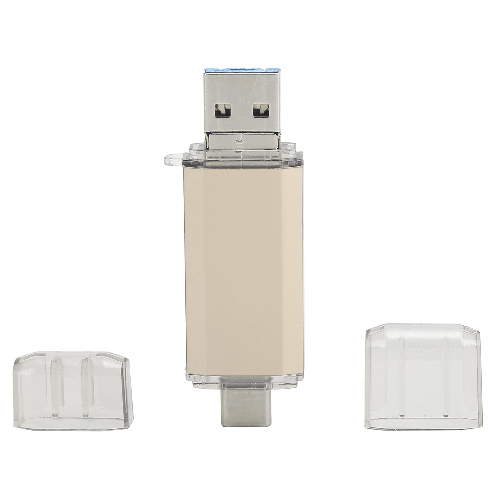 Usb 3.0-flash-laufwerk Aus Goldfarbener Aluminiumlegierung, 3-in-1-hochgeschwindigkeits-massenspeichergerät (64 Gb)