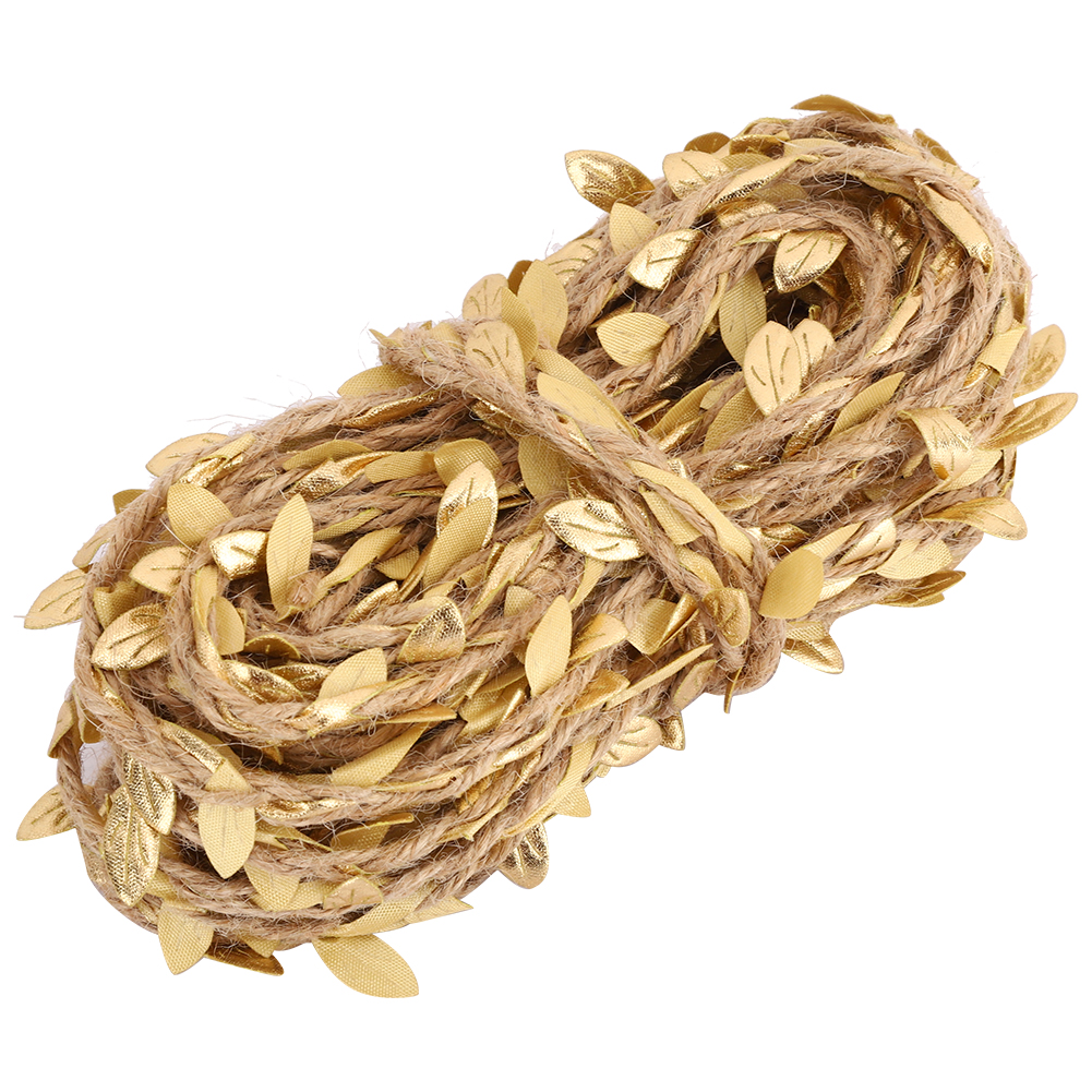 10 M Lange Girlande Aus Künstlichen Blättern Aus Geflochtenem Hanfseil, Ideal Für Hochzeitsdekorationen, Partys Und Diy-bastelarbeiten (gold).