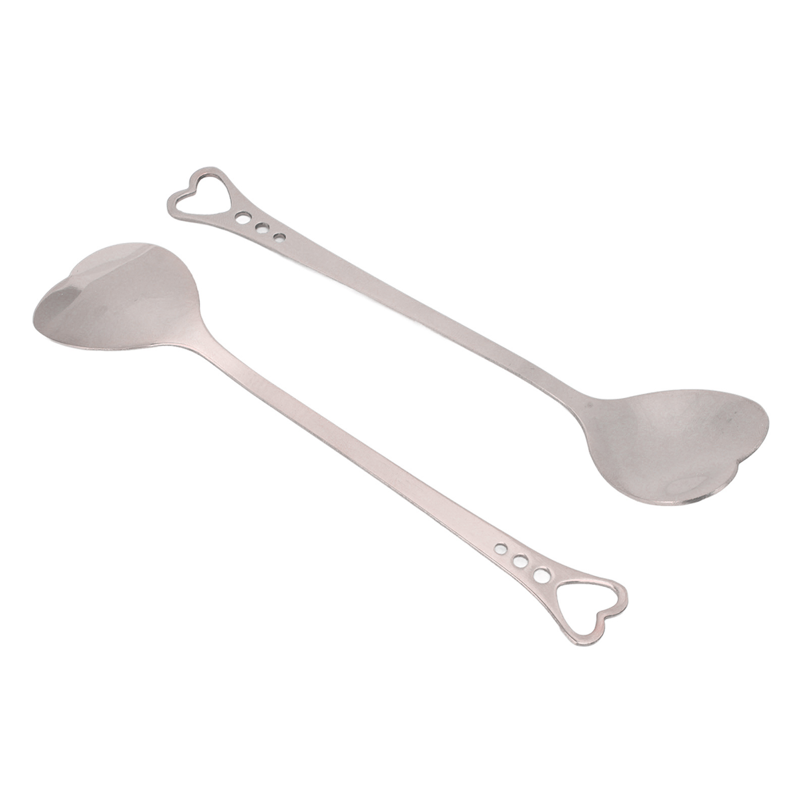 Set Aus 2 Dessertlöffeln Aus Edelstahl, Herzförmiges Design, Korrosionsbeständig, Ergonomischer Griff, Ideal Für Kaffee, Silberfarben.