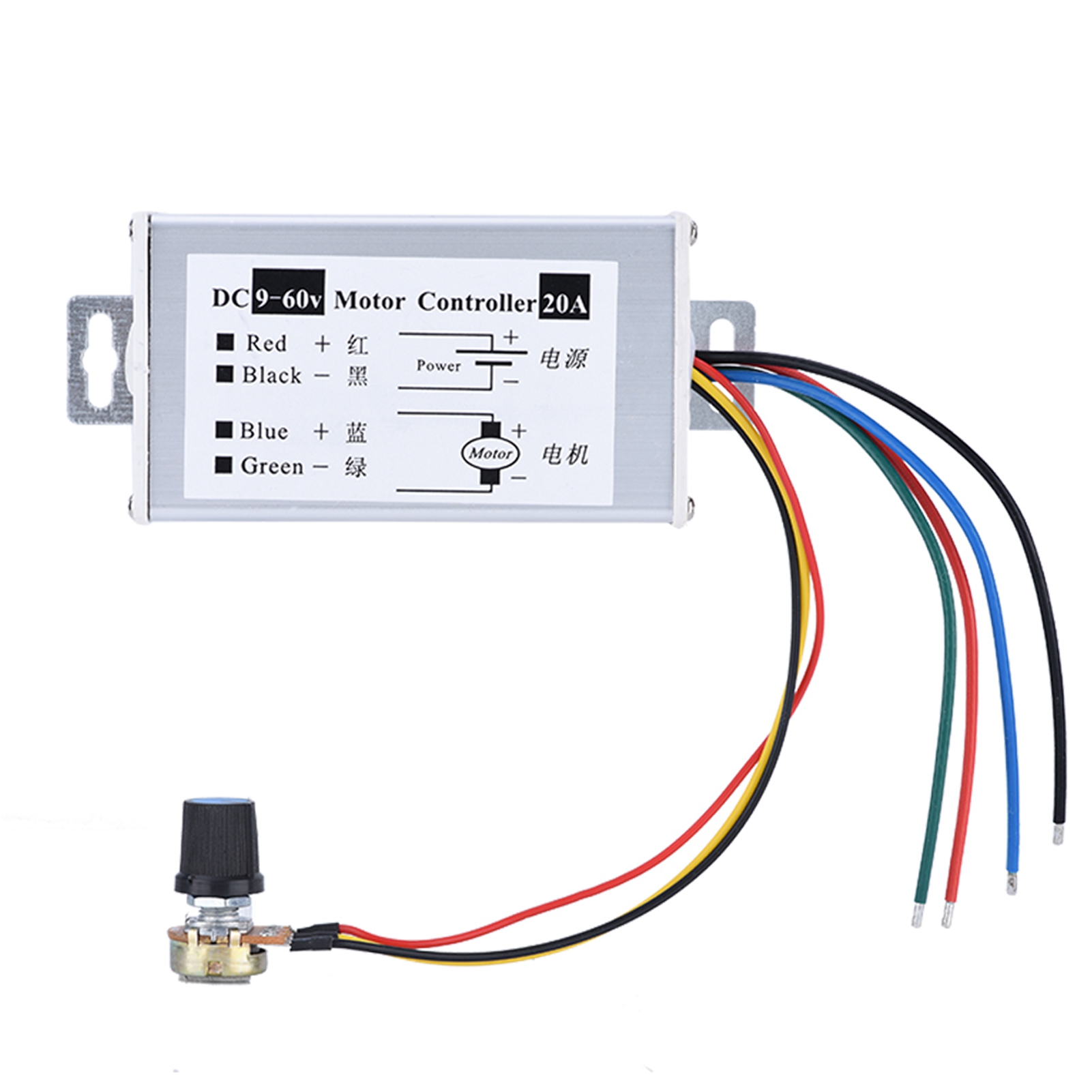Pwm-gleichstrommotor-drehzahlregler 9–60 V, 20 A, 1200 W, 25 Khz Mit Drehzahlreglerschalter
