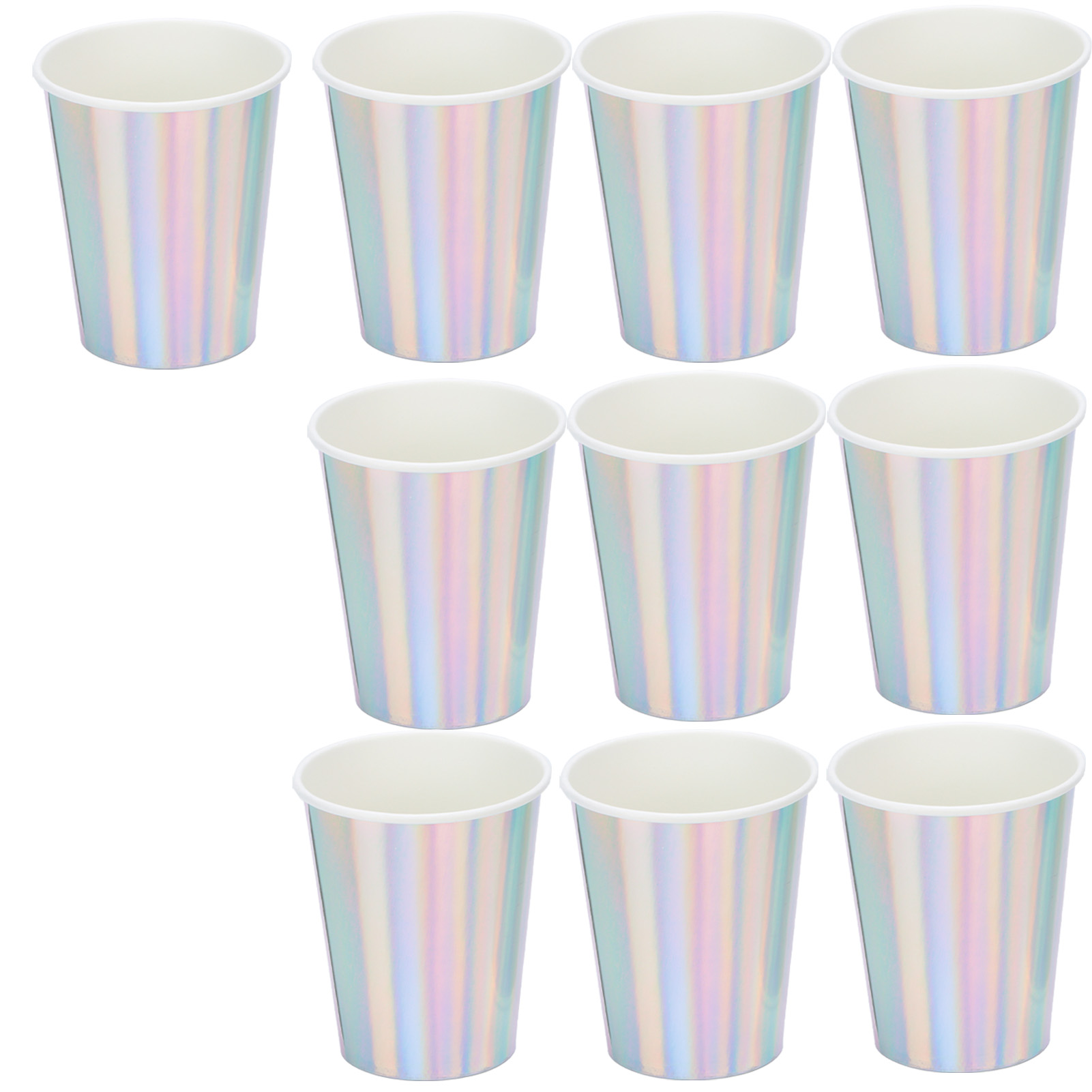 Packung Mit 20 Kompostierbaren Und Recycelbaren Papierbechern Für Getränke, Saft, Kaffee Und Tee, Silberfarben.