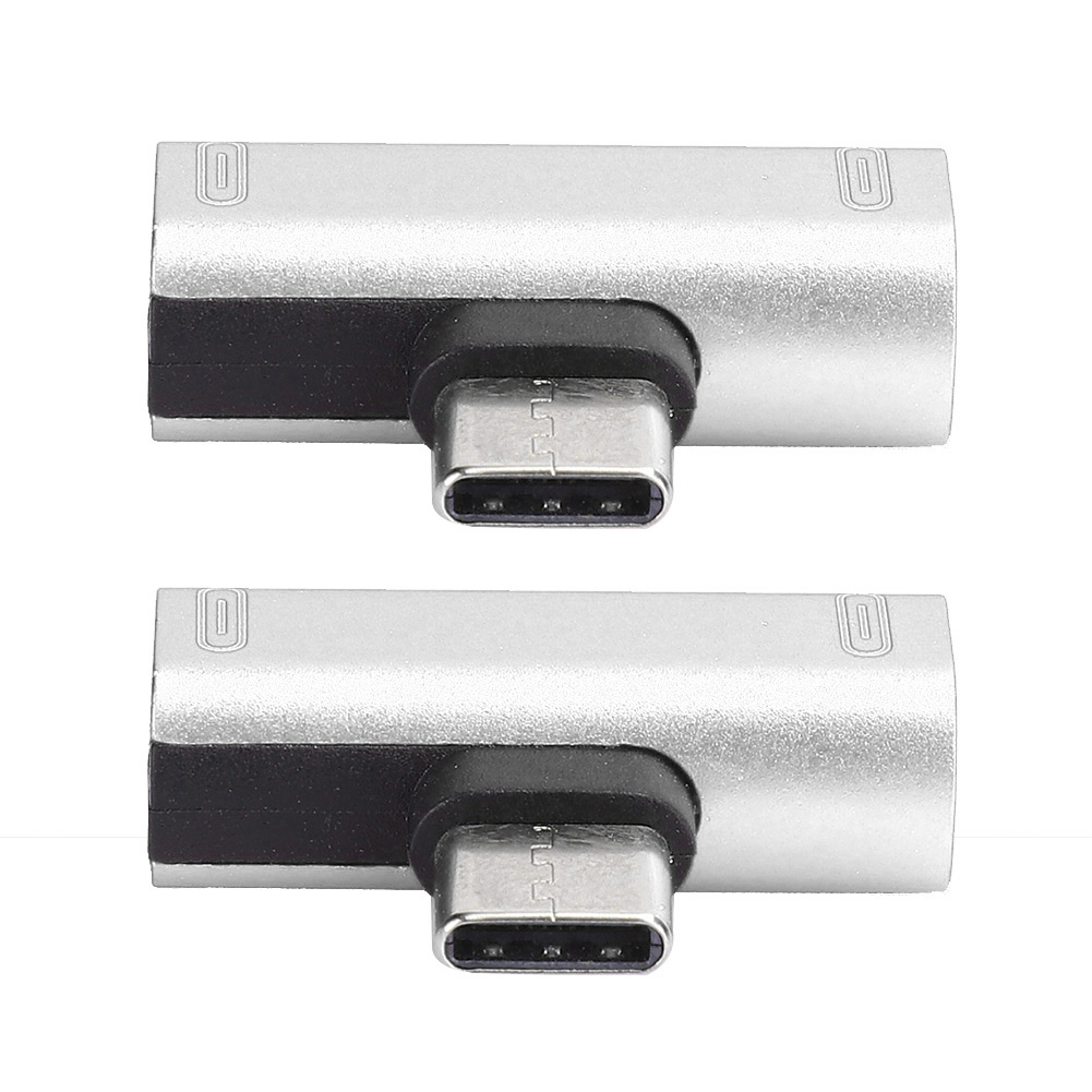 2 Stück Dual-typ-c-konverter/splitter 2 In 1 Auf Usb-audio-ladeadapter Für Kopfhörer Silber (silber)