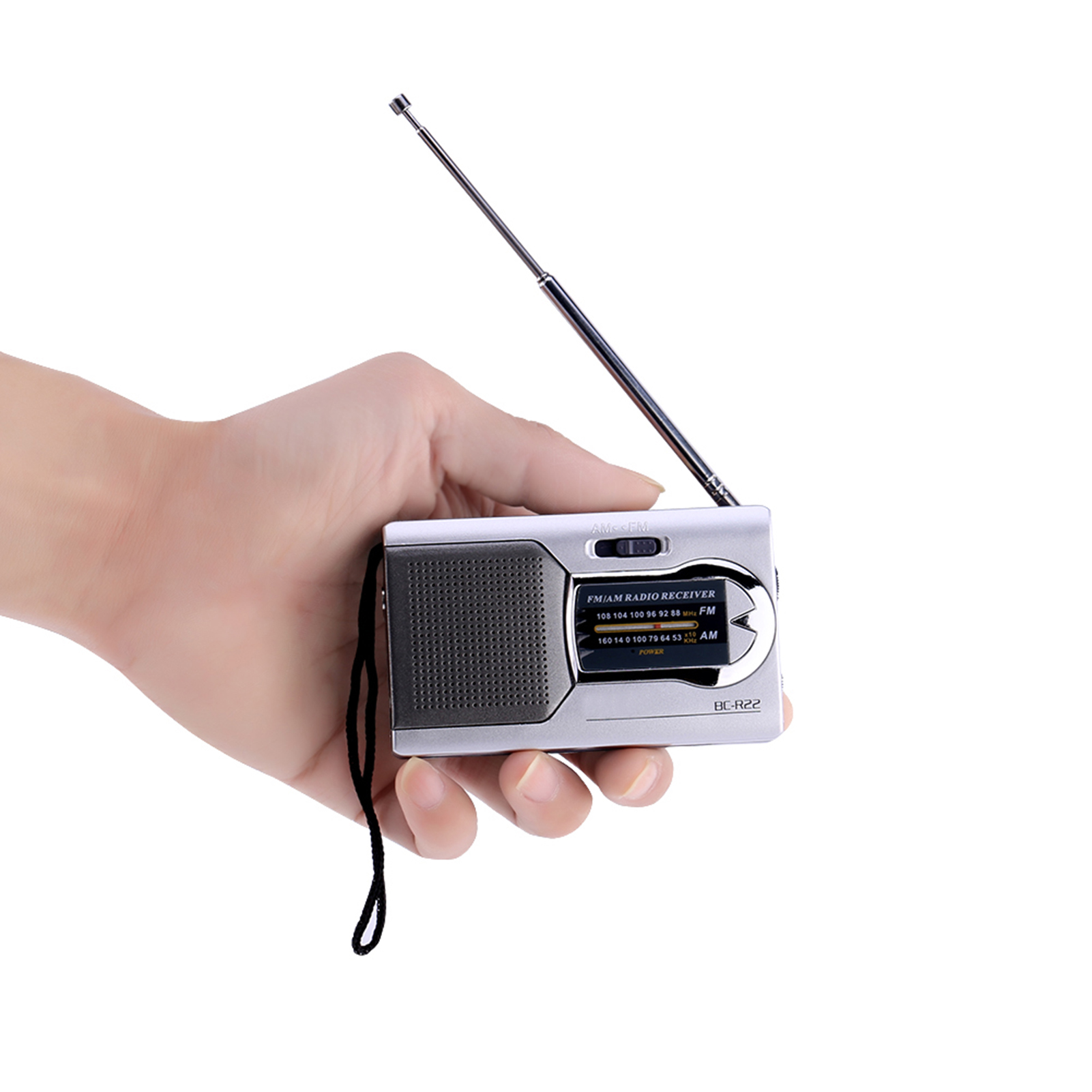 Mini-tragbares, Schlankes Universal-am/fm-radio Mit Integrierten Stereolautsprechern, Empfänger Und Musikplayer, Silberfarben