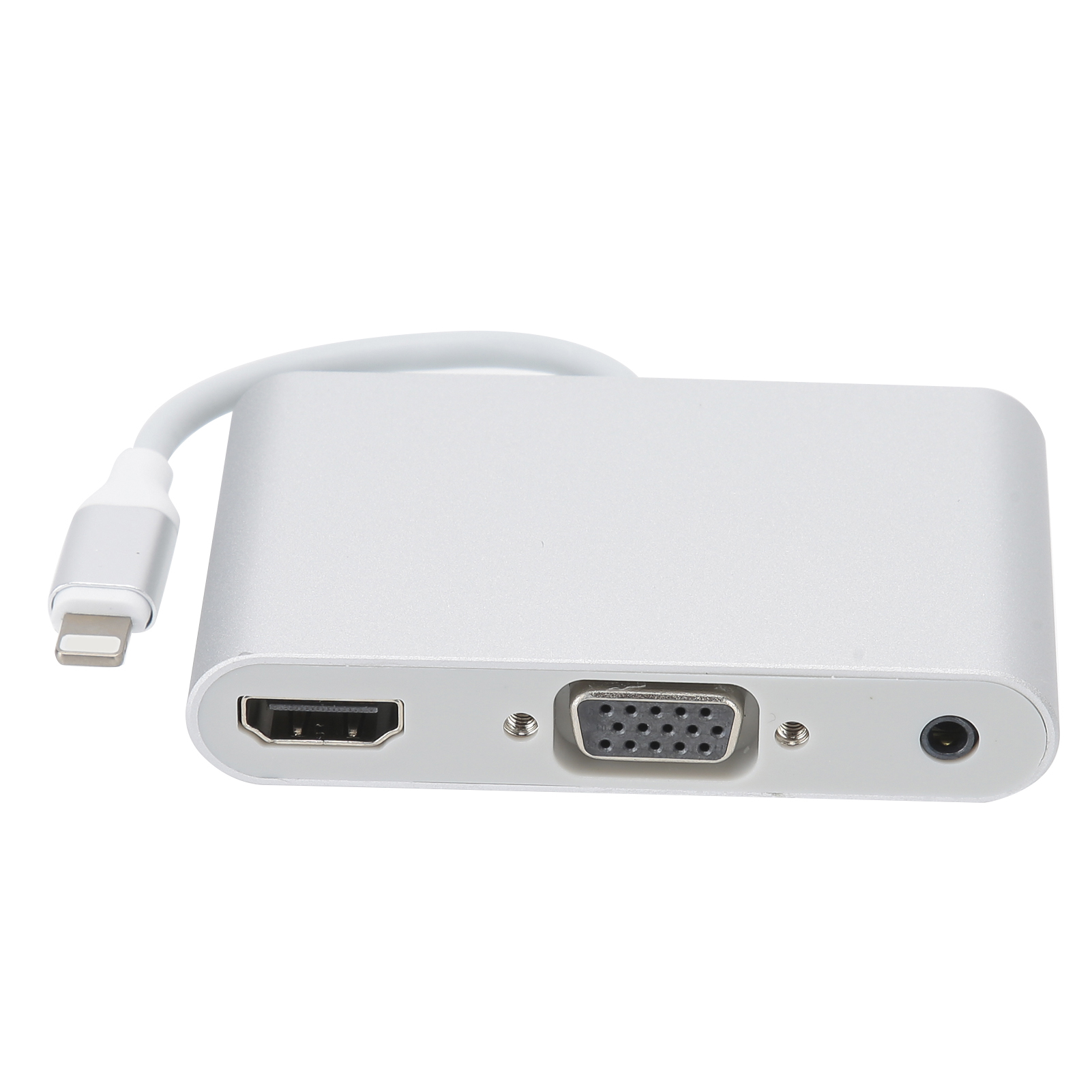 Adapter Aus Aluminiumlegierung Für Ios-systemschnittstelle Auf Hdmi+vga+3,5 Mm, Silberfarben.