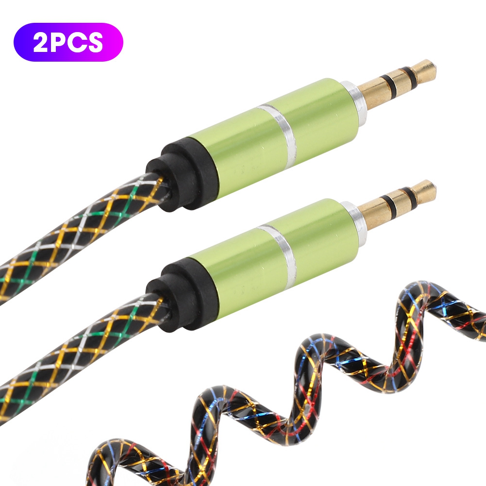 2er-pack 3,5-mm-klinkenstecker-auf-klinkenstecker-aux-audiokabel Mit Federmechanismus Für Autolautsprecher, Mp4-player Und Kopfhörer (cyan)