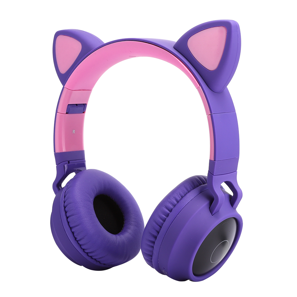 Bluetooth 5.0 Katzenohr-kopfhörer Mit Led-beleuchtung, Geräuschunterdrückung, Niedlichem Design Für Kinder Und Jugendliche, Speicherkartenkompatibel, Lila