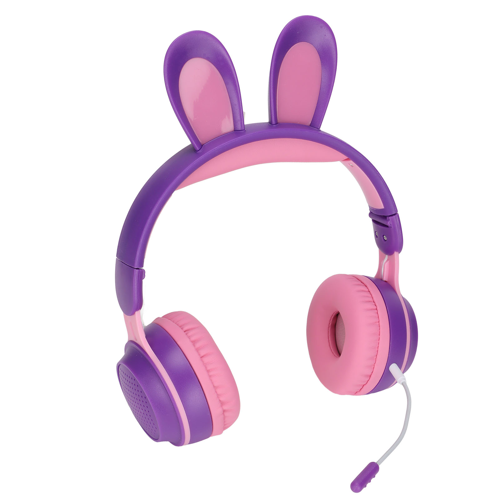 Faltbare Bluetooth 5.0-kopfhörer Für Kinder In Form Von Hasenohren Mit Farbigem Led-licht, Für Pc Und Tablet, Ideal Zum Online-lernen (lila).