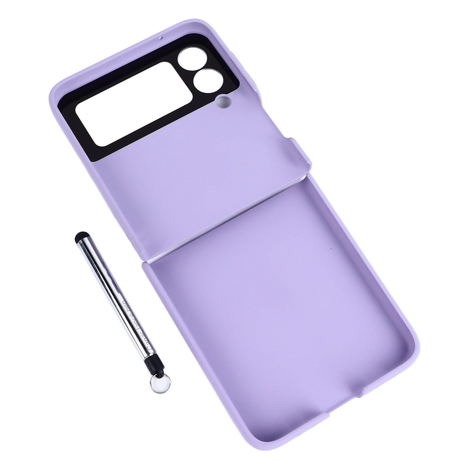 Ultradünne Polycarbonat-hülle Für Galaxy Z Flip 3, Vollständiger Schutz, Stoßfest Und Faltbar, Mit Violettem Touch-stift.